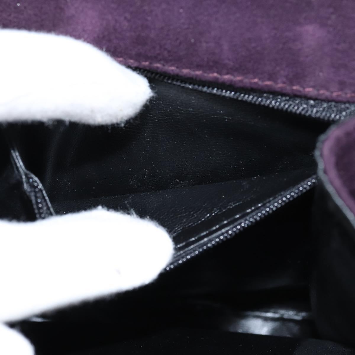 Salvatore Ferragamo Vala Hand Bag Suede 2way Purple Gold Auth bs30438