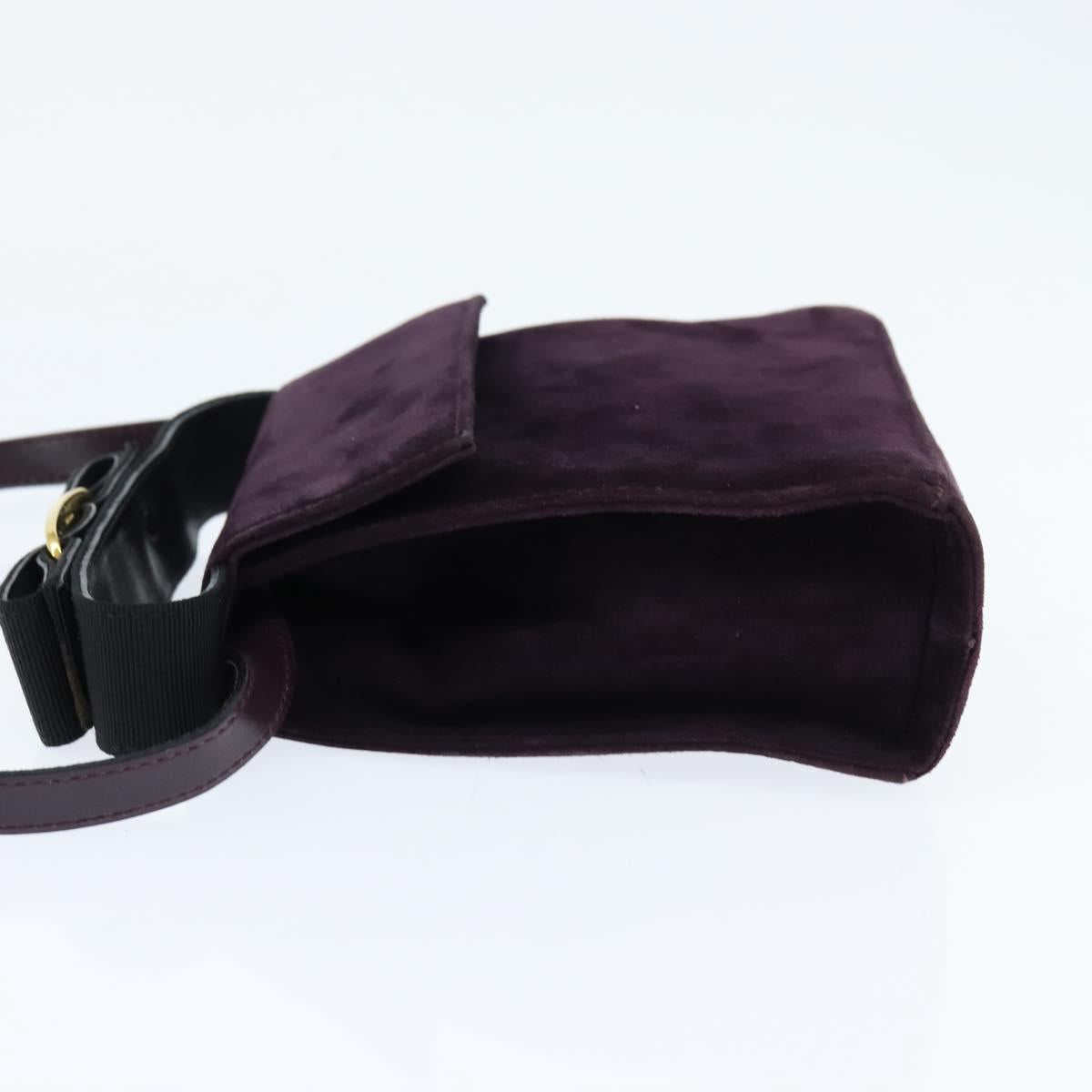 Salvatore Ferragamo Vala Hand Bag Suede 2way Purple Gold Auth bs30438