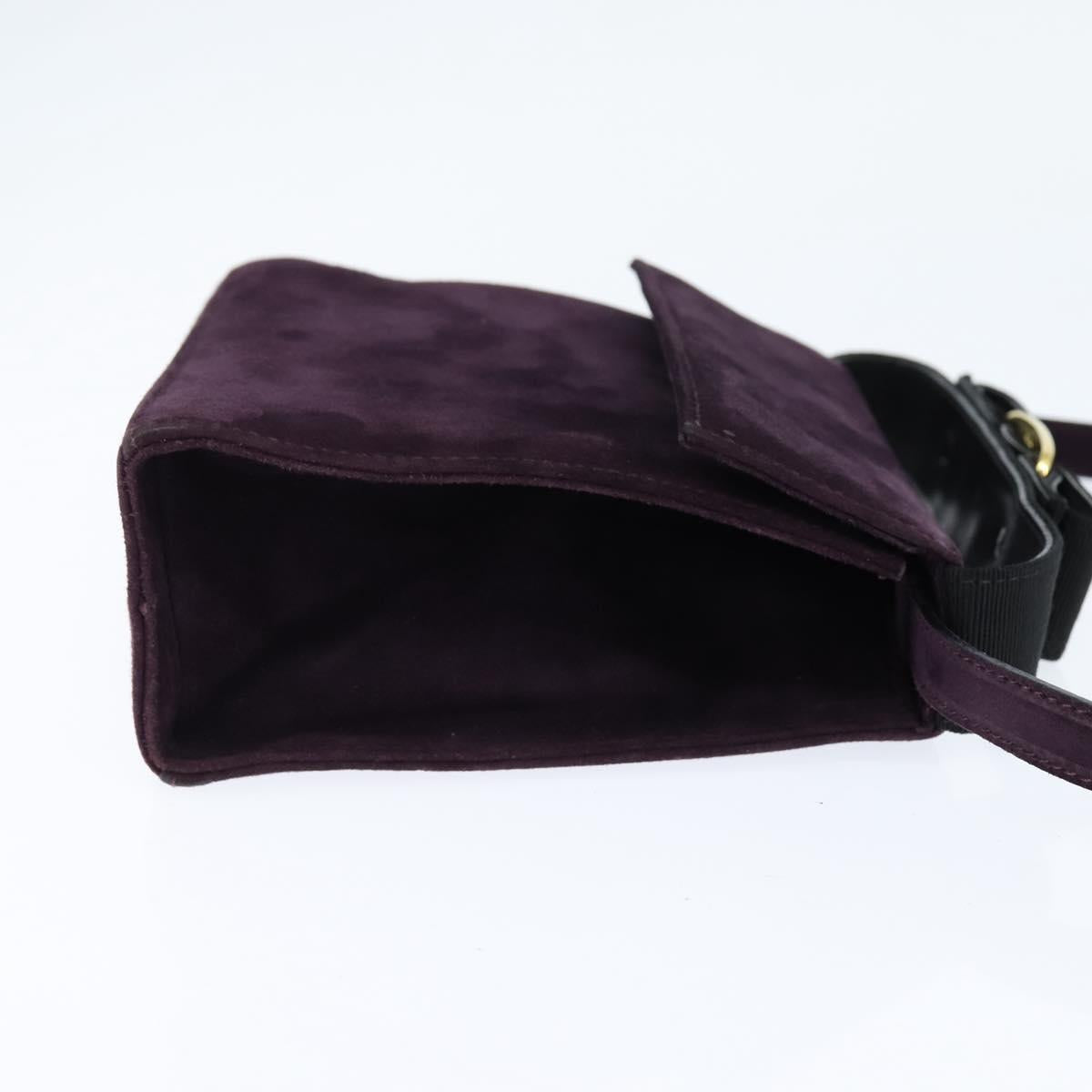 Salvatore Ferragamo Vala Hand Bag Suede 2way Purple Gold Auth bs30438