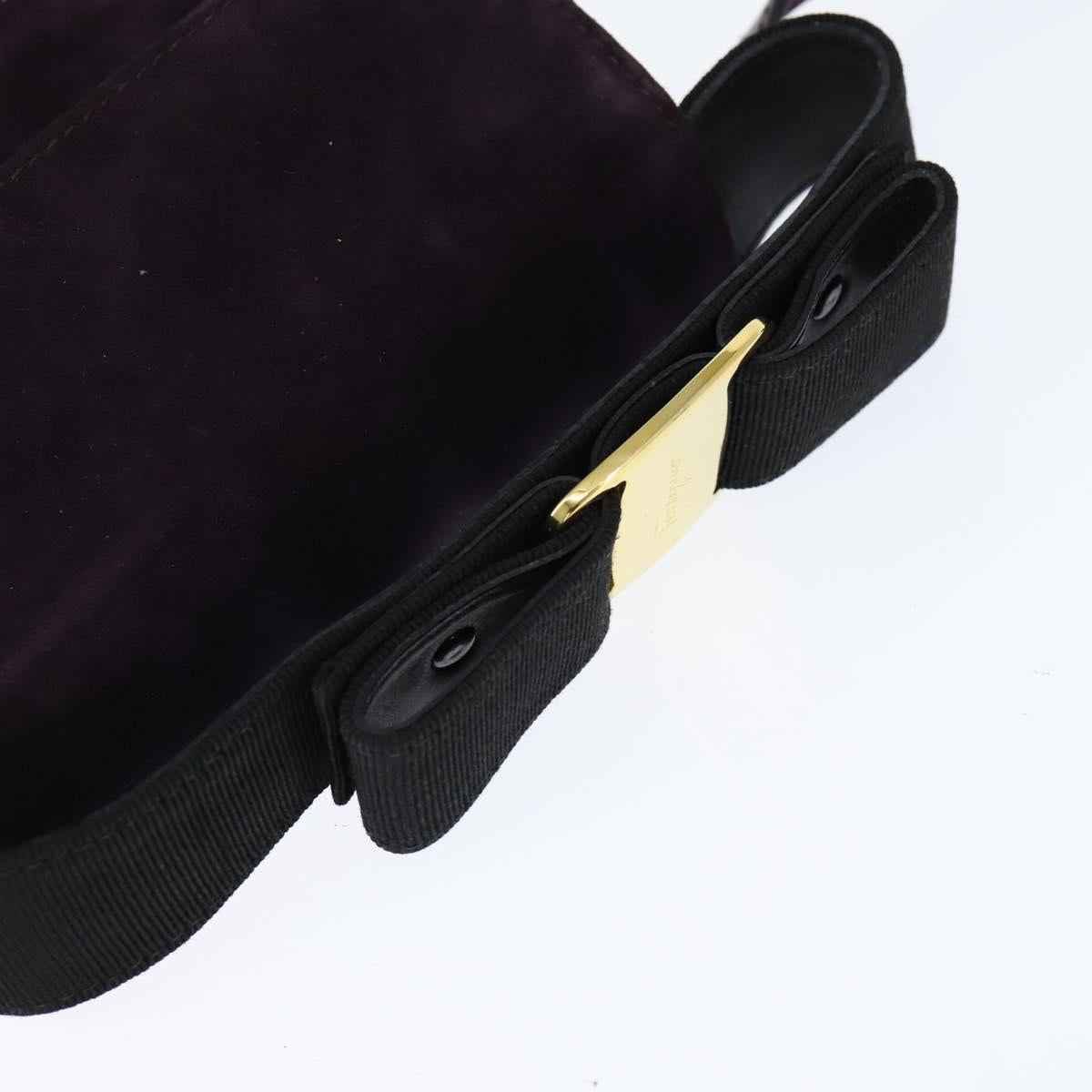 Salvatore Ferragamo Vala Hand Bag Suede 2way Purple Gold Auth bs30438