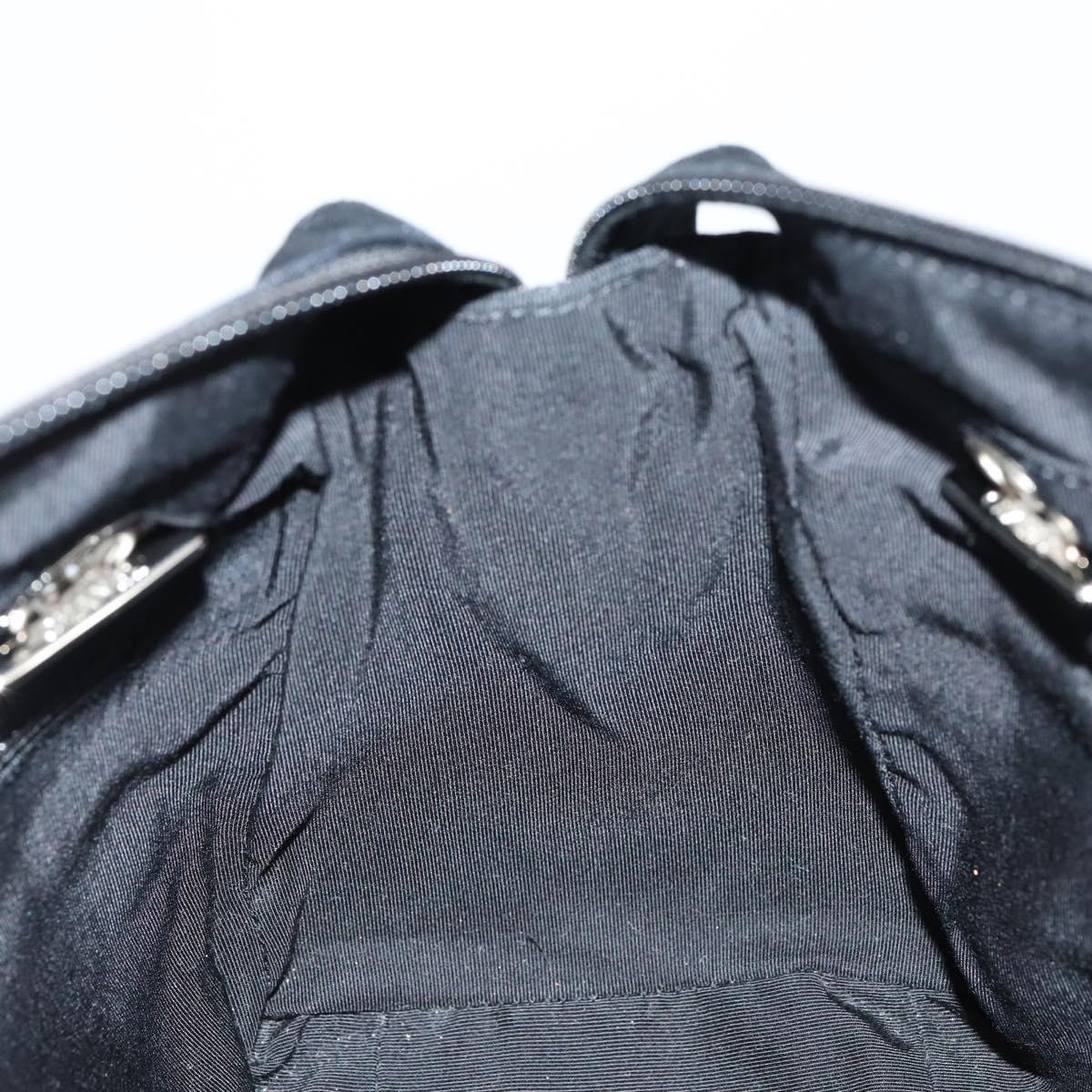 CHANEL COCO Mark Chain Bag Nylon Patent leather Black Silver CC Auth bs30439