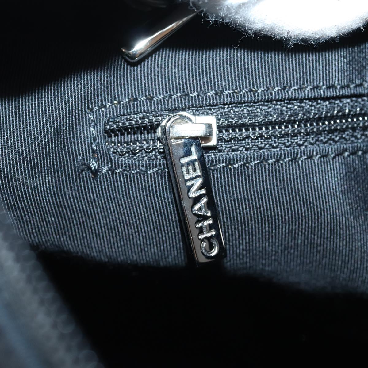 CHANEL COCO Mark Chain Bag Nylon Patent leather Black Silver CC Auth bs30439