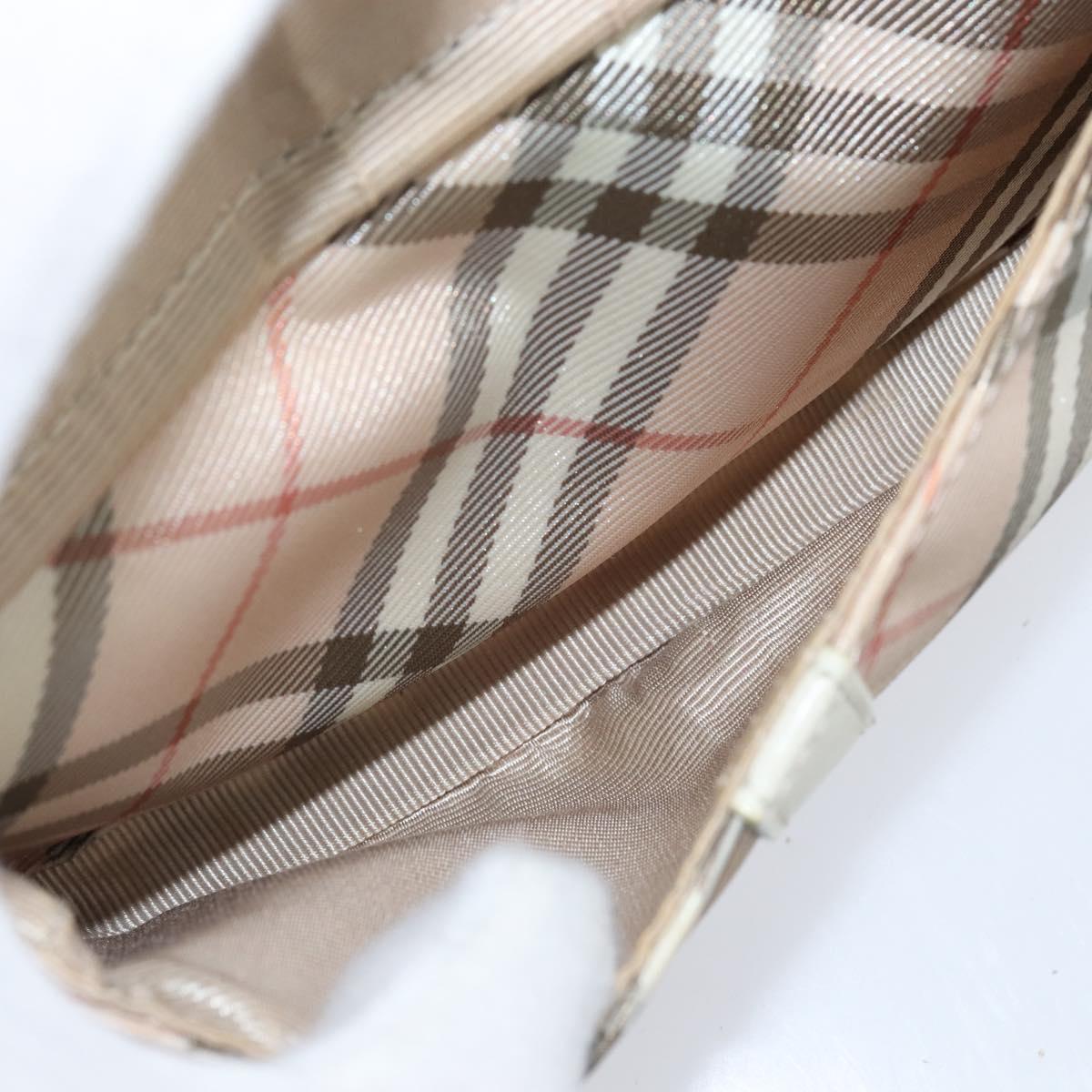 BURBERRY Nova Check Blue Label Shoulder Bag Canvas Beige Silver Auth bs30440