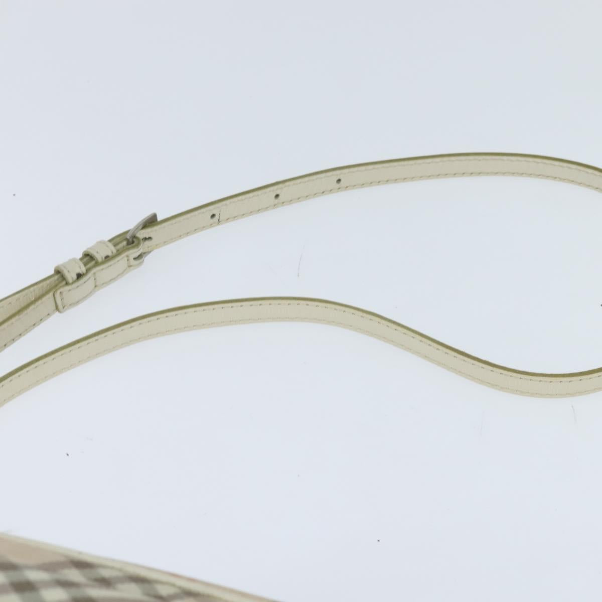 BURBERRY Nova Check Blue Label Shoulder Bag Canvas Beige Silver Auth bs30440