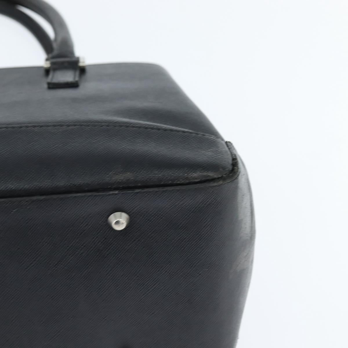 BURBERRY Hand Bag Leather Black Silver Auth bs30441