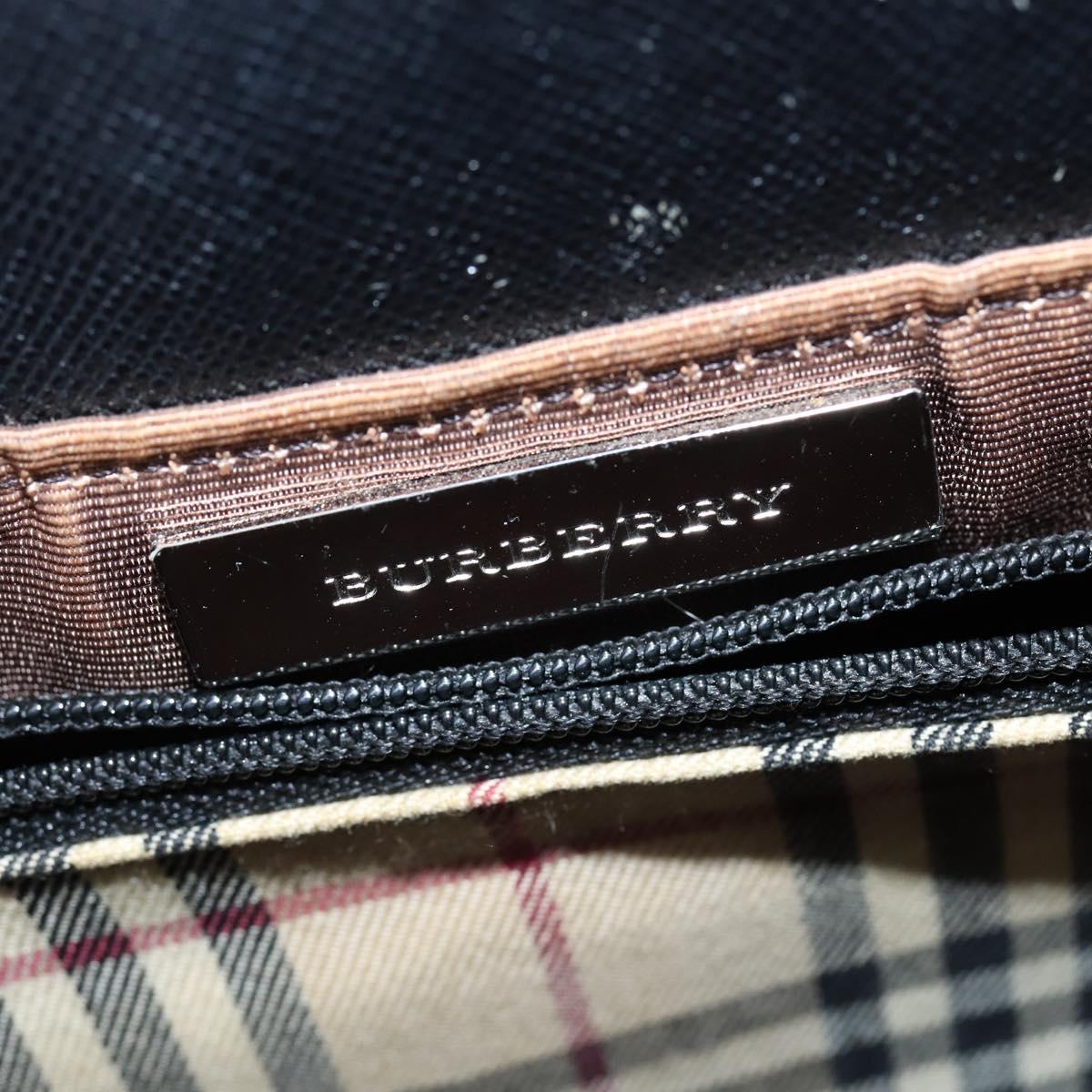 BURBERRY Hand Bag Leather Black Silver Auth bs30441