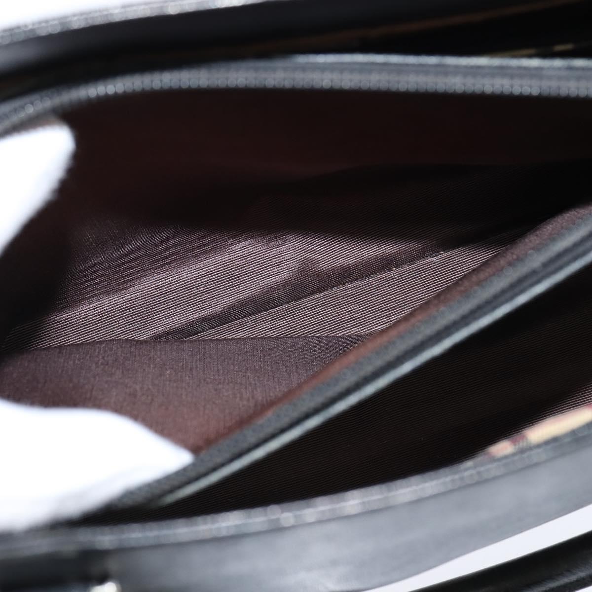 BURBERRY Hand Bag Leather Black Silver Auth bs30441