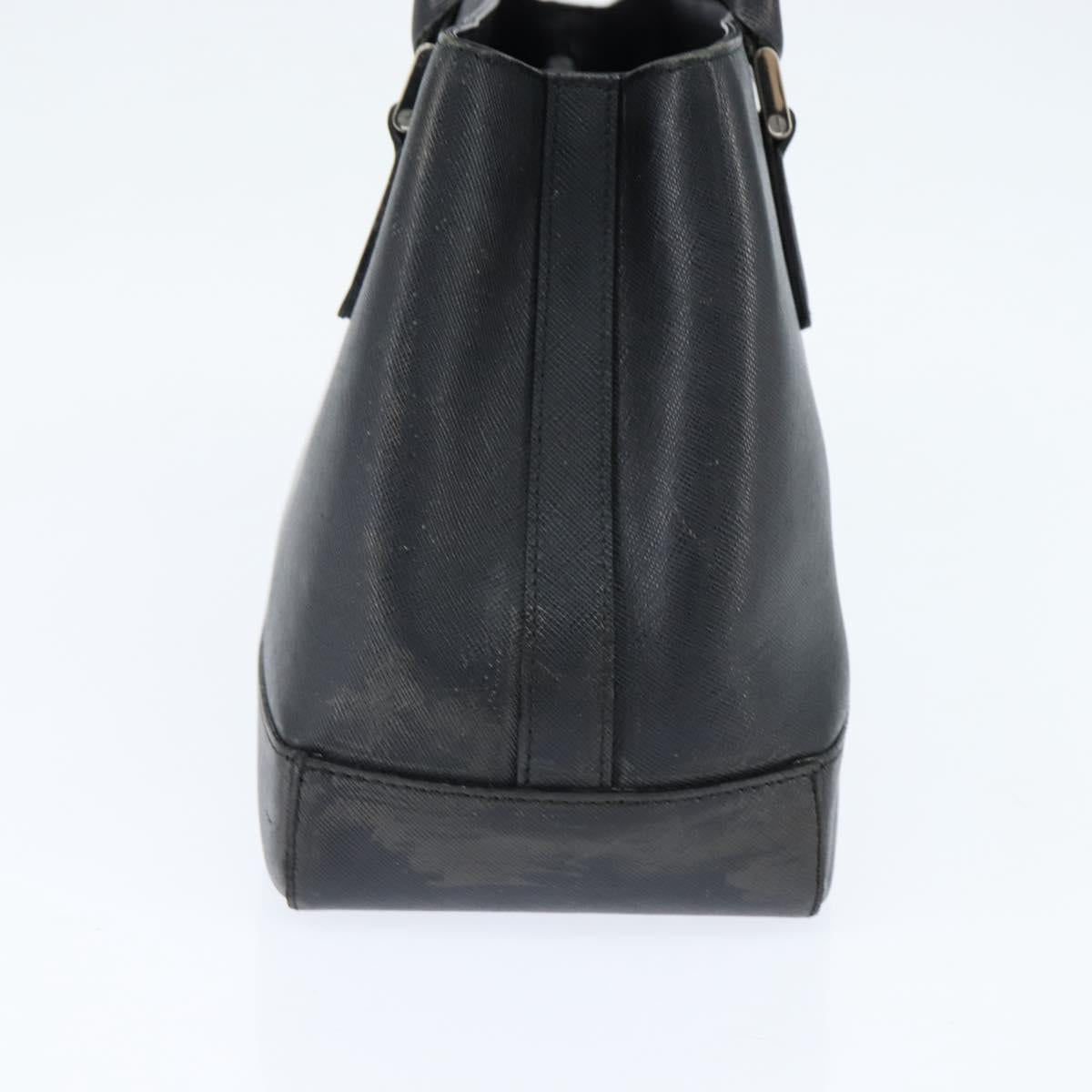 BURBERRY Hand Bag Leather Black Silver Auth bs30441