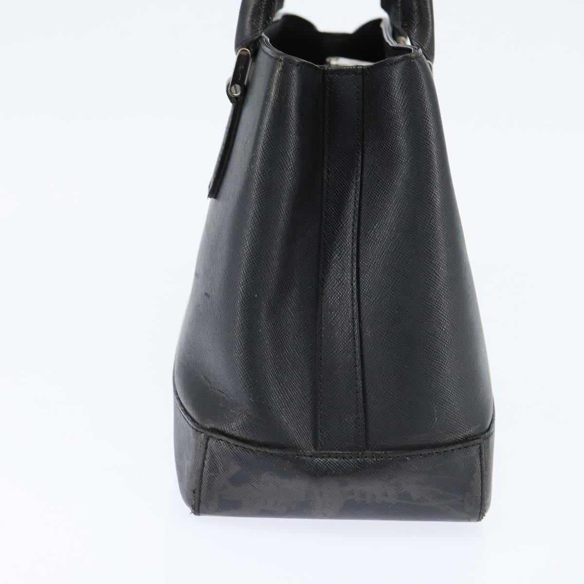 BURBERRY Hand Bag Leather Black Silver Auth bs30441