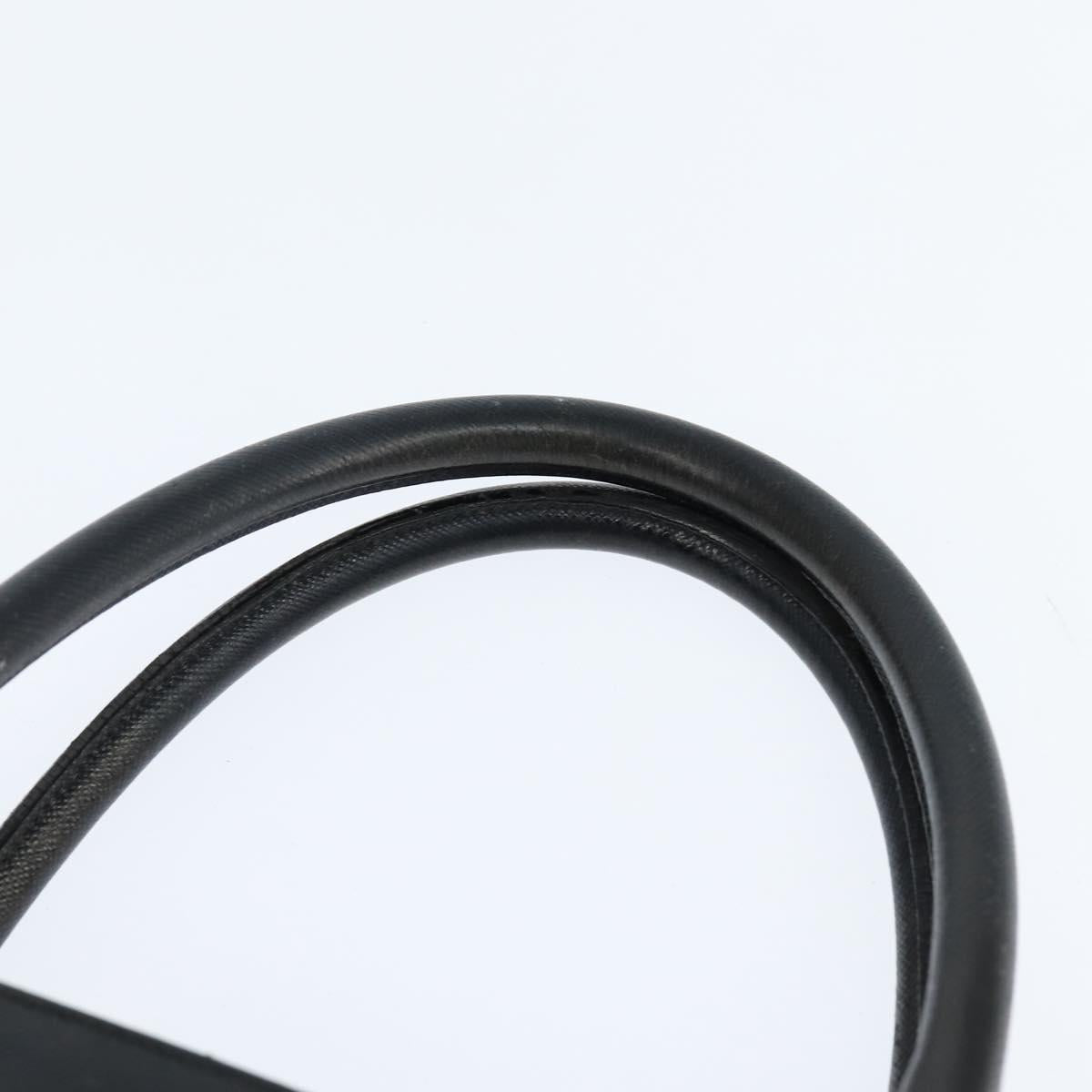 BURBERRY Hand Bag Leather Black Silver Auth bs30441