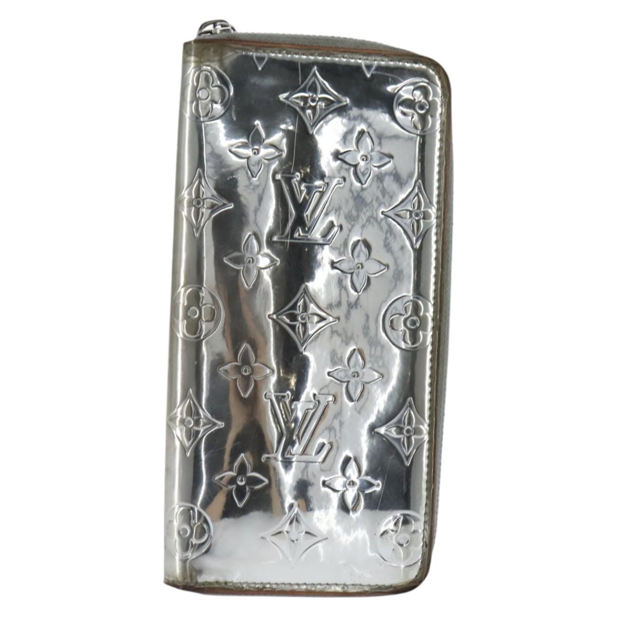 LOUIS VUITTON Mirror Zippy Wallet Vertical Wallet Silver M80808 LV Auth bs30443
