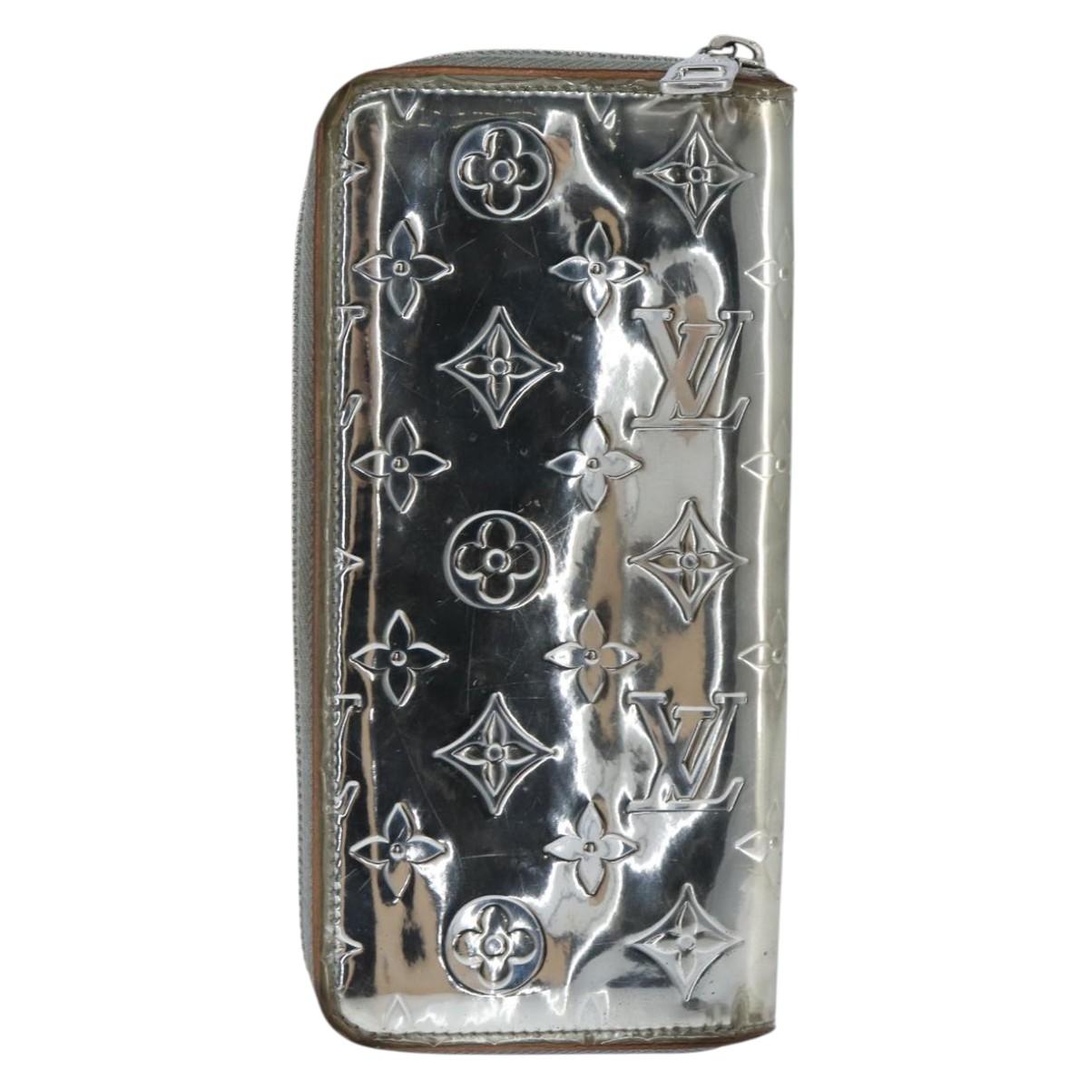 LOUIS VUITTON Mirror Zippy Wallet Vertical Wallet Silver M80808 LV Auth bs30443