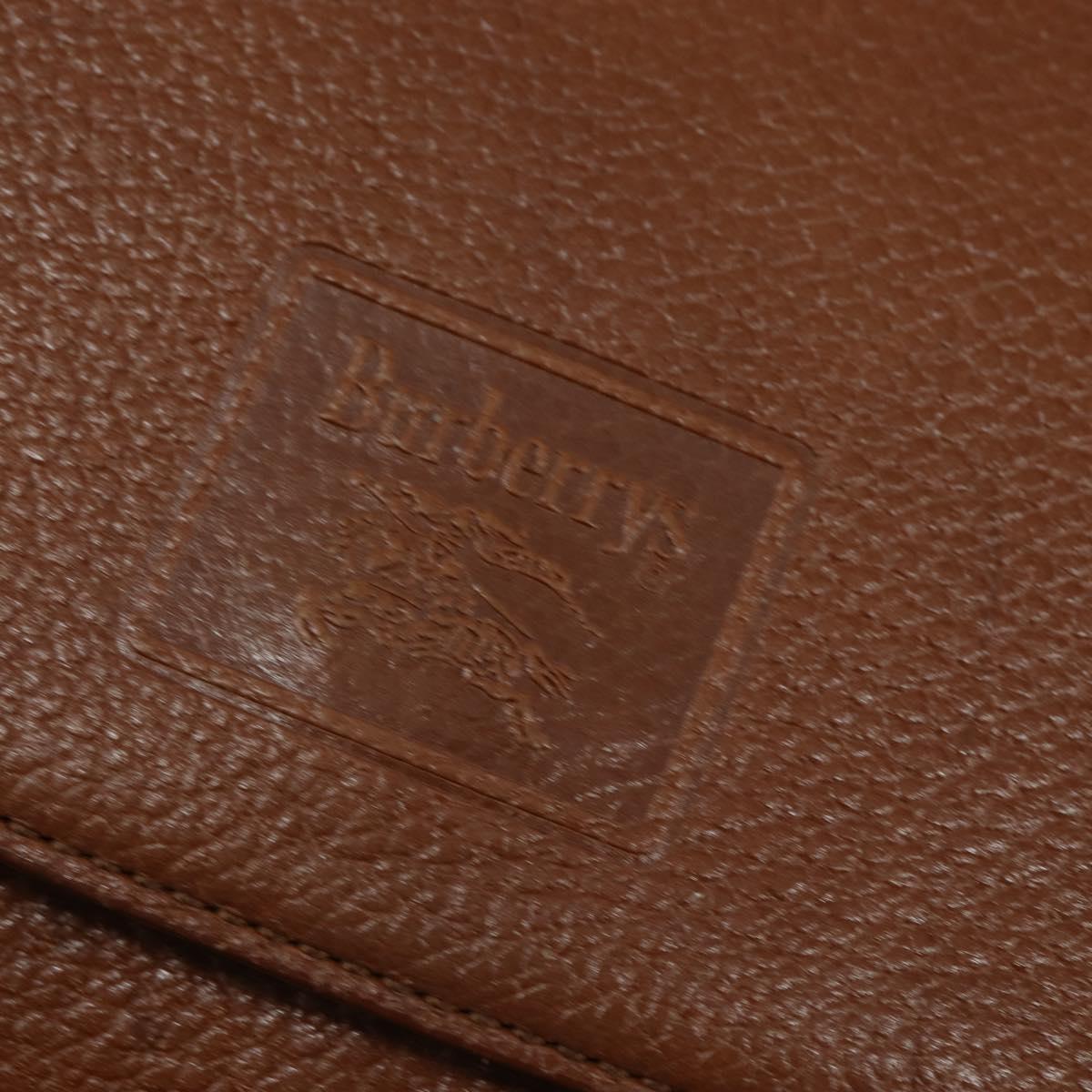 Burberrys Nova Check Shoulder Bag Leather Brown Gold Auth bs30445