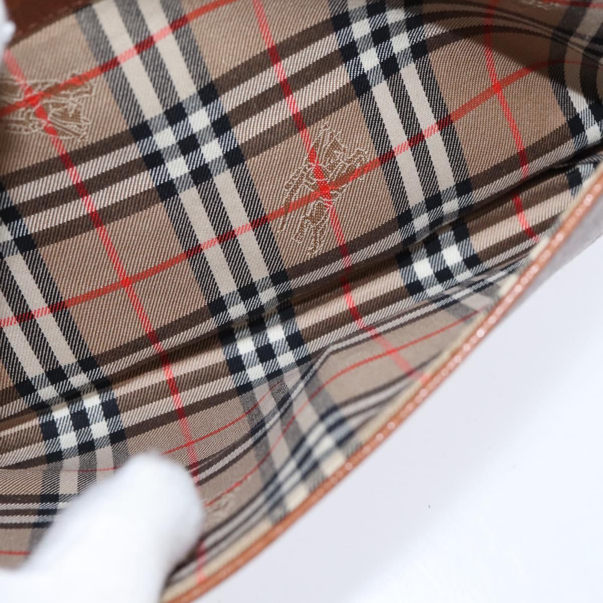 Burberrys Nova Check Shoulder Bag Leather Brown Gold Auth bs30445