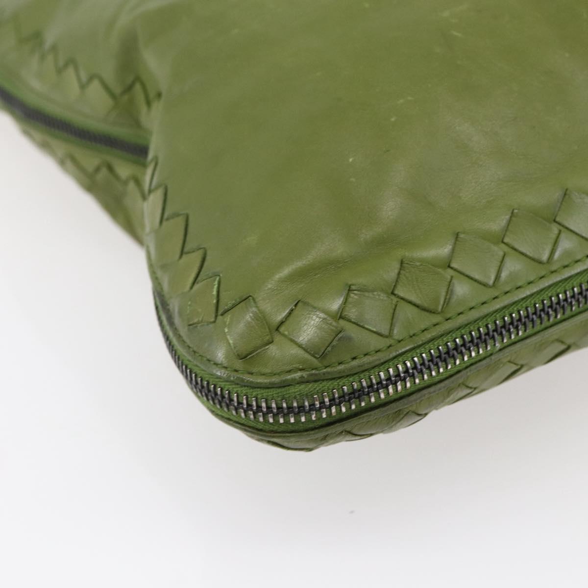 BOTTEGA NVENETA INTRECCIATO Shoulder Bag Leather Green Auth bs30446