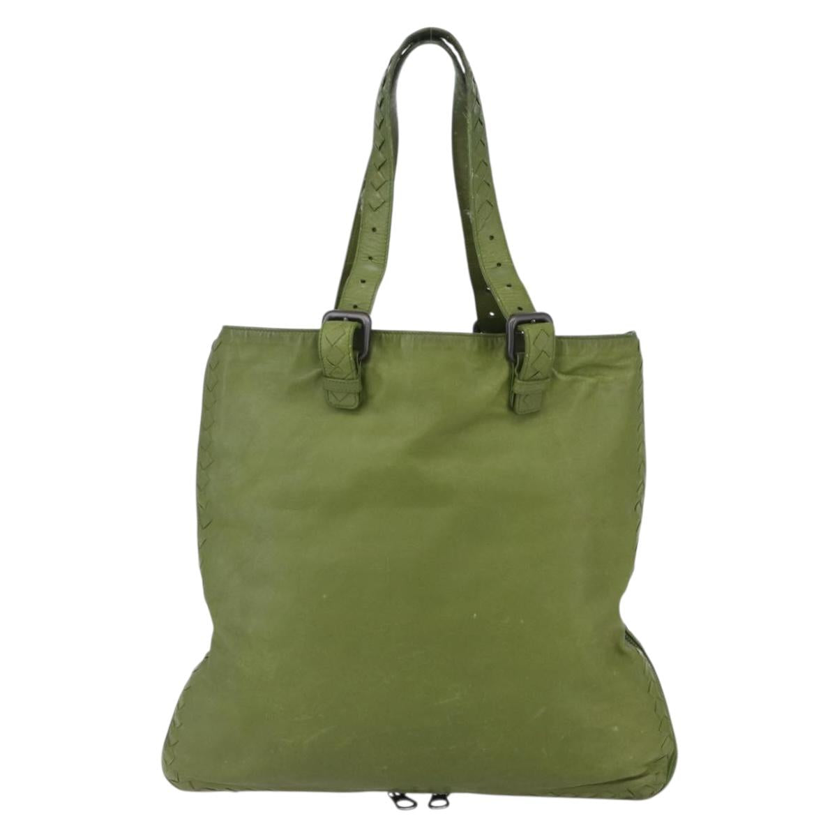 BOTTEGA NVENETA INTRECCIATO Shoulder Bag Leather Green Auth bs30446