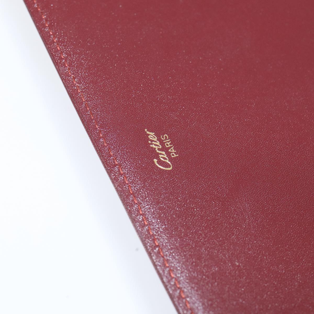 CARTIER Must Line Clutch Bag Leather Bordeaux Gold Auth bs30457