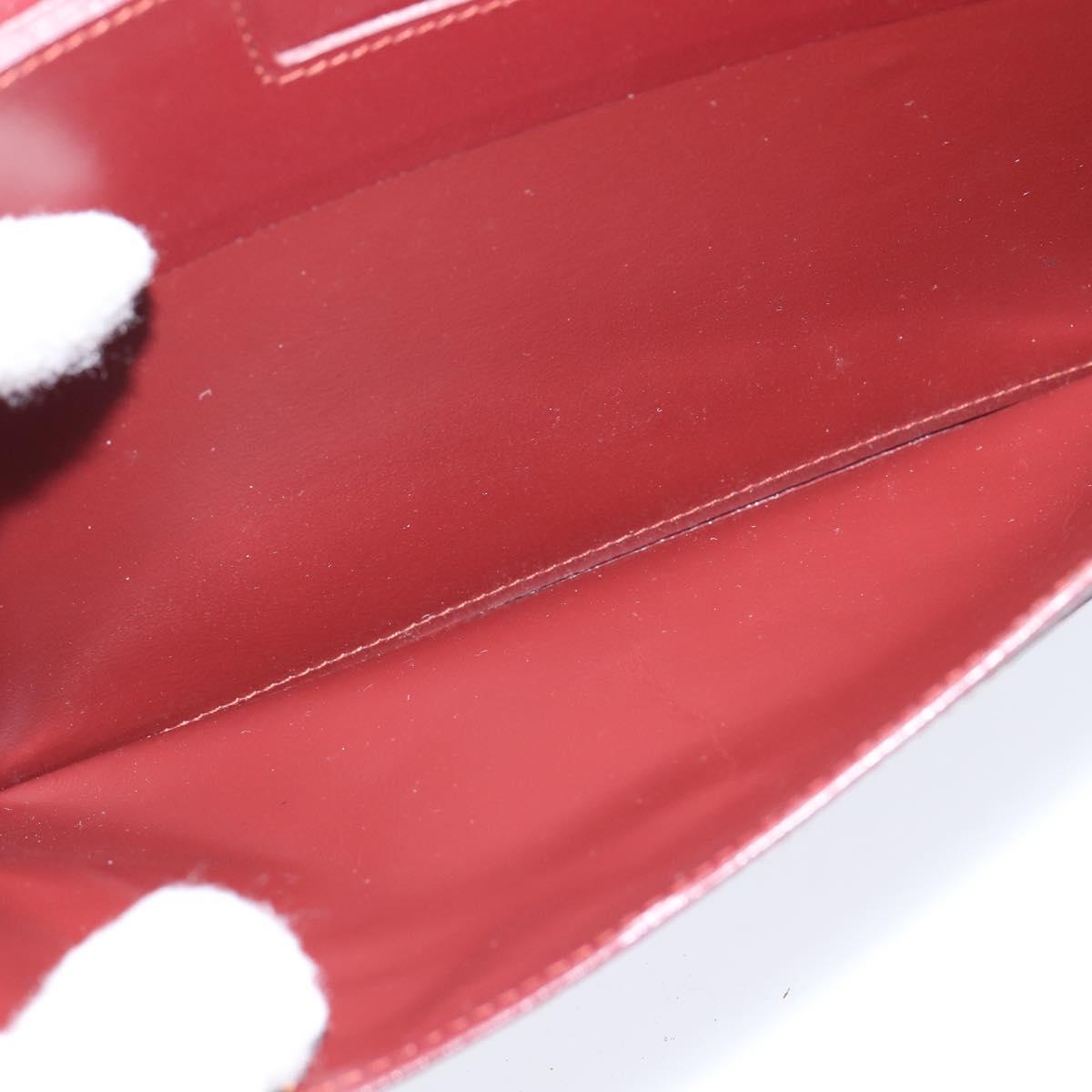 CARTIER Must Line Clutch Bag Leather Bordeaux Gold Auth bs30457