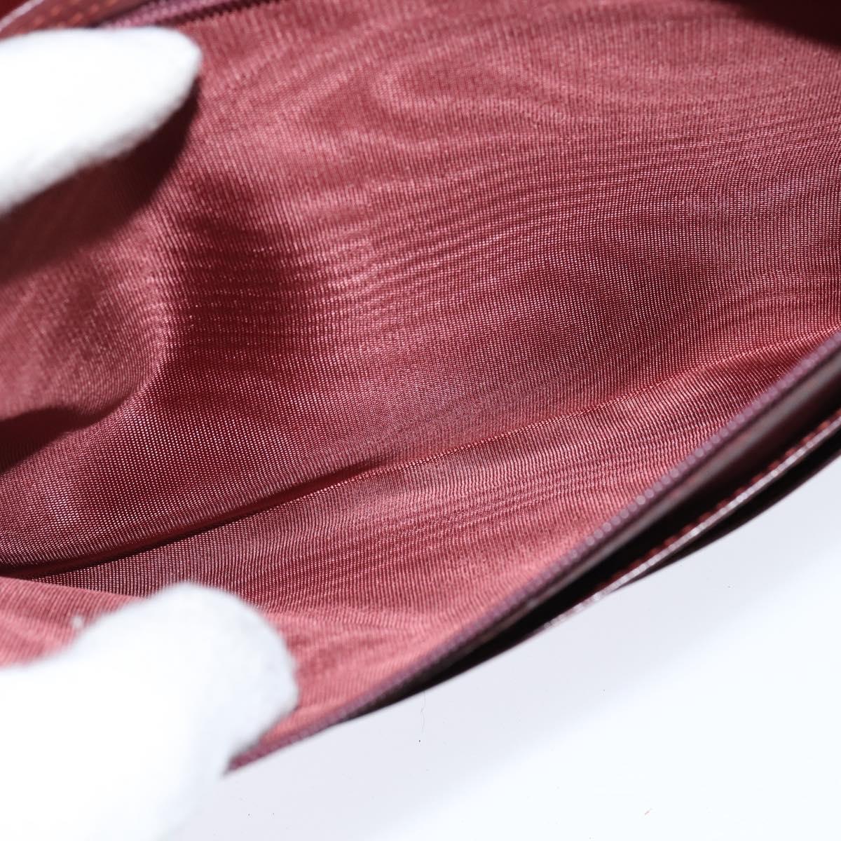 CARTIER Must Line Clutch Bag Leather Bordeaux Gold Auth bs30457