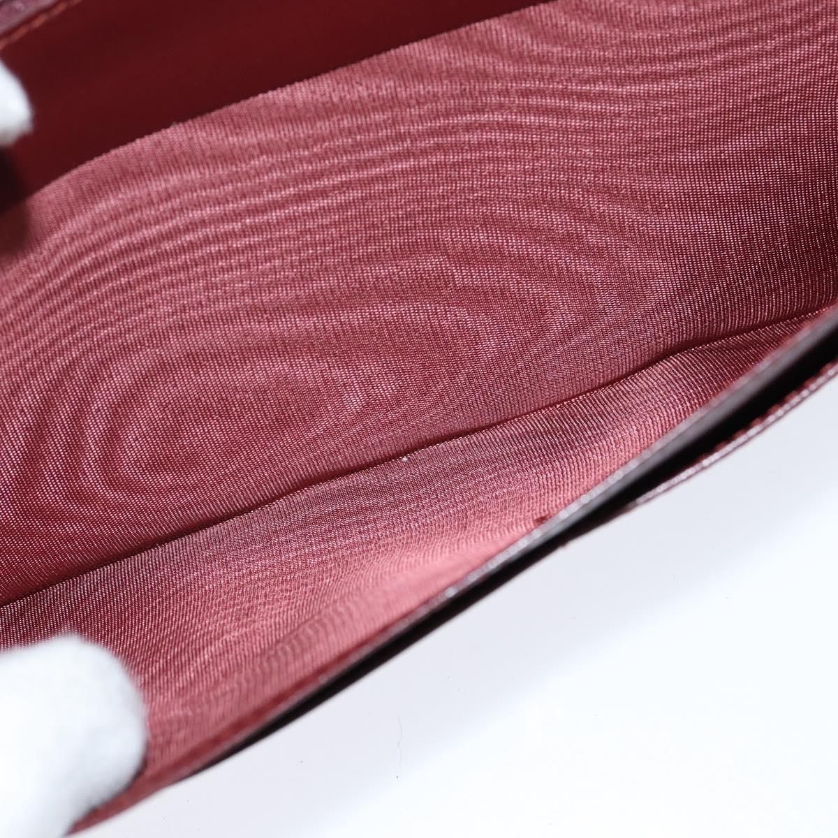 CARTIER Must Line Clutch Bag Leather Bordeaux Gold Auth bs30457