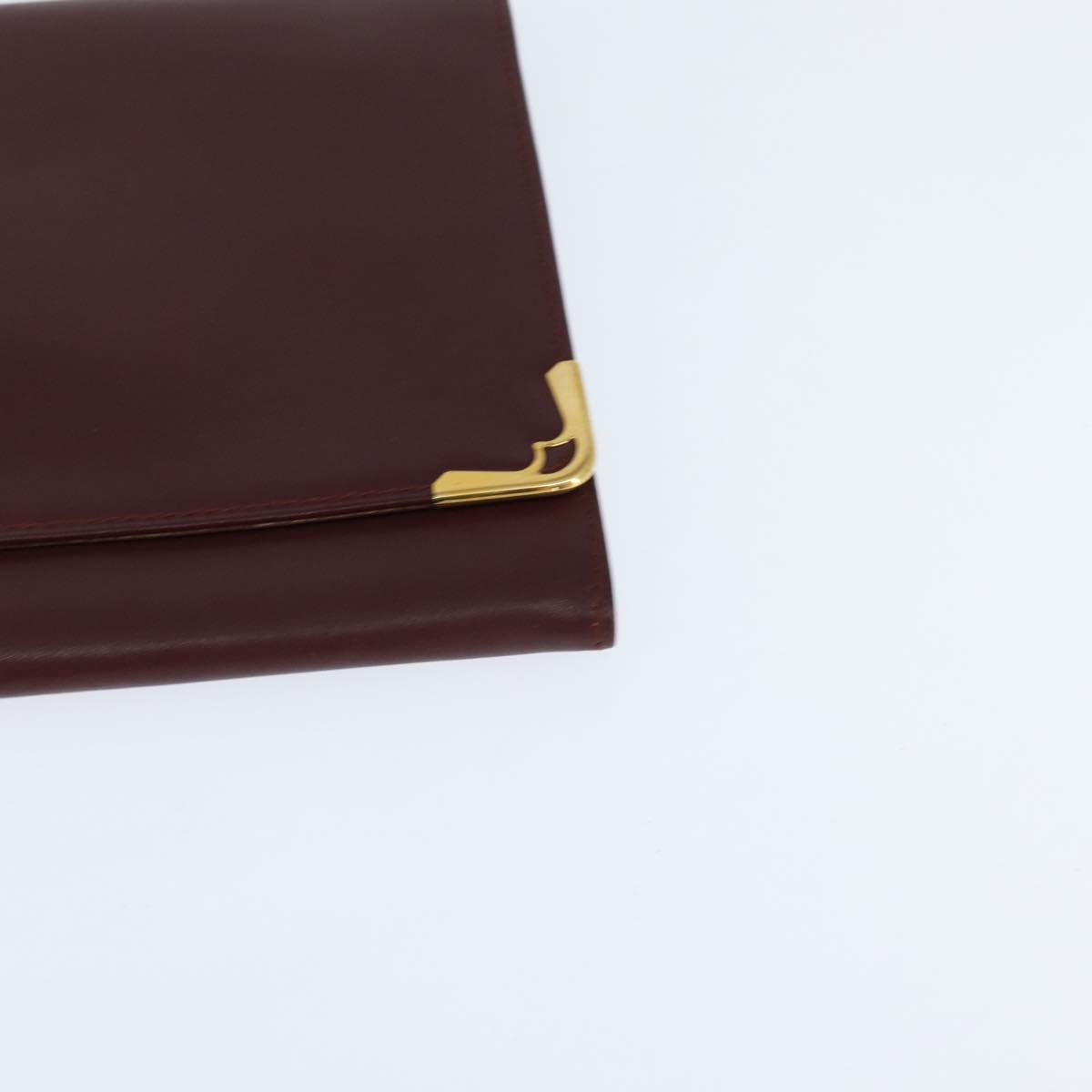 CARTIER Must Line Clutch Bag Leather Bordeaux Gold Auth bs30457