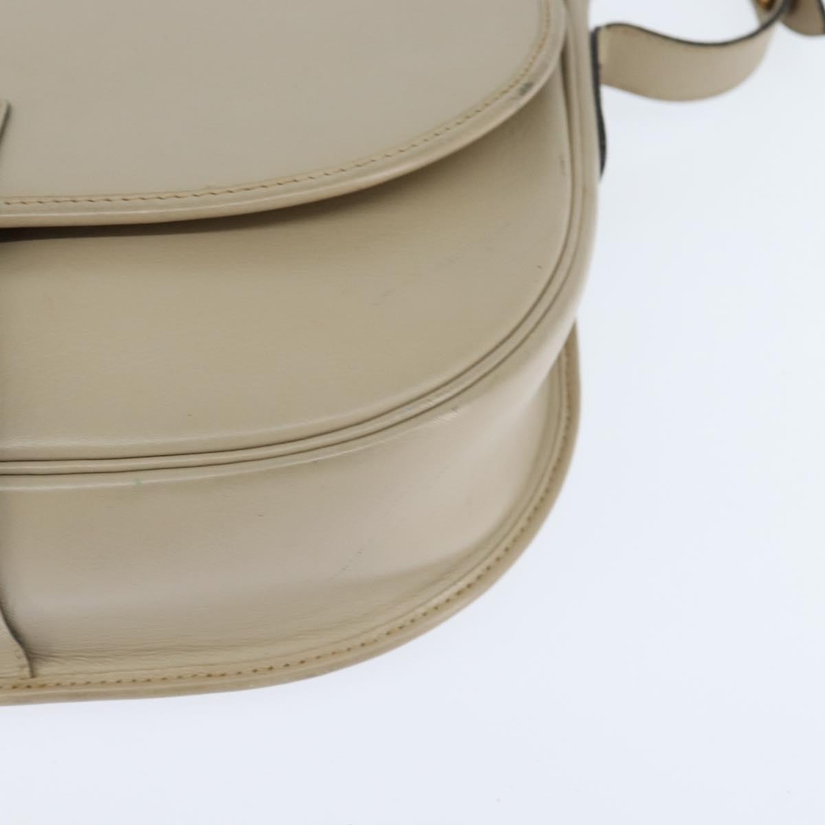Christian Dior Shoulder Bag Leather Beige Gold Auth bs30458