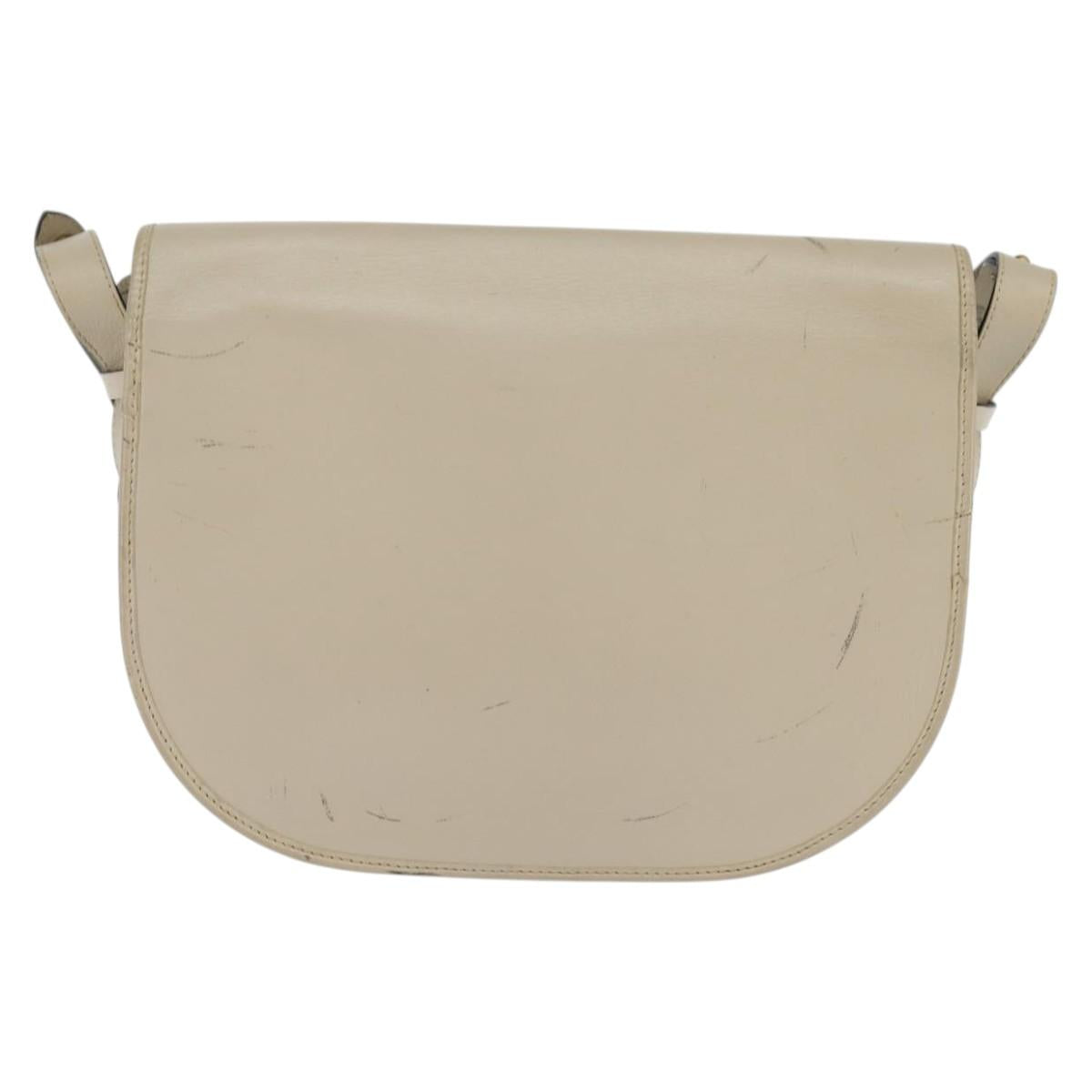 Christian Dior Shoulder Bag Leather Beige Gold Auth bs30458