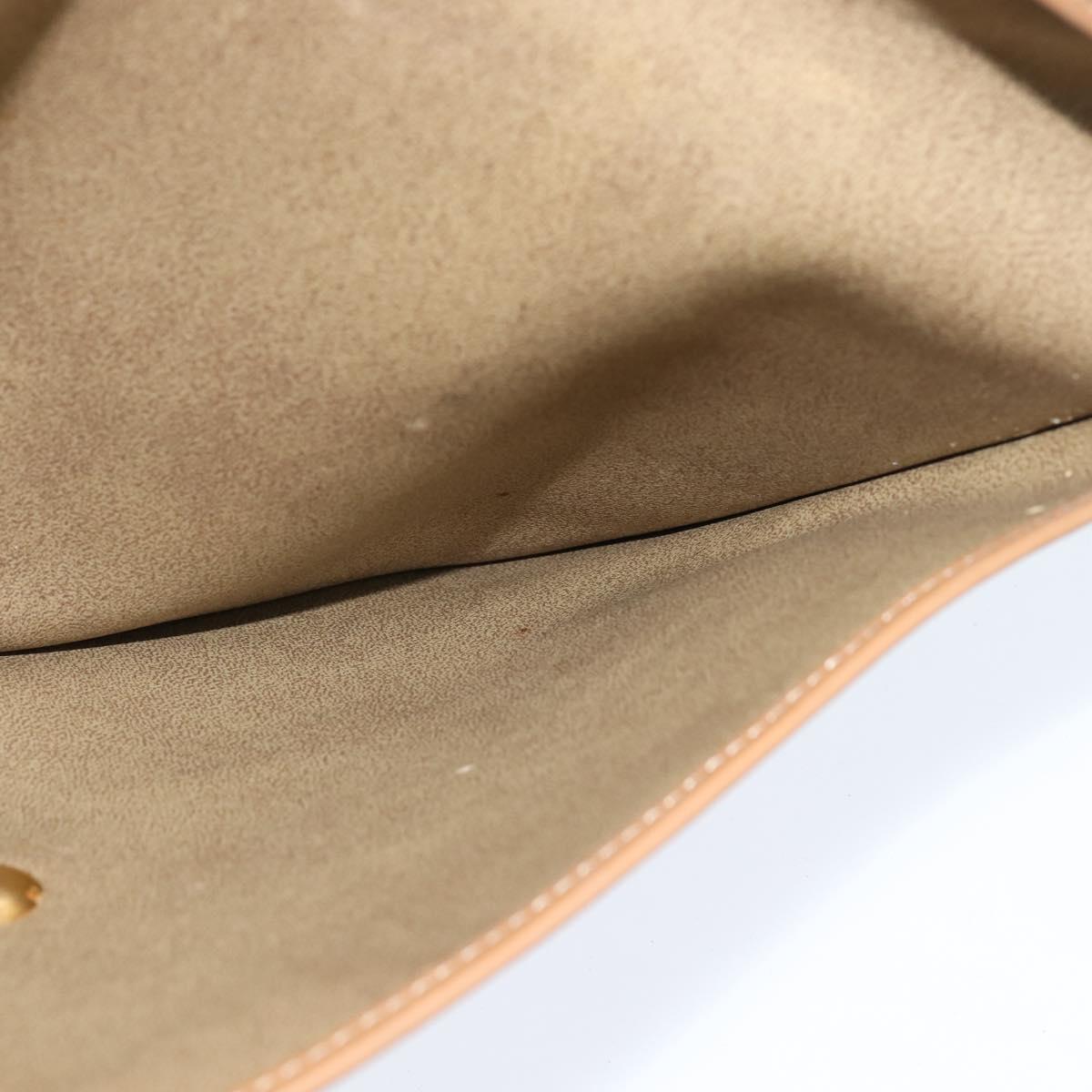 Christian Dior Honeycomb Canvas Clutch Bag PVC Beige Gold Auth bs30459