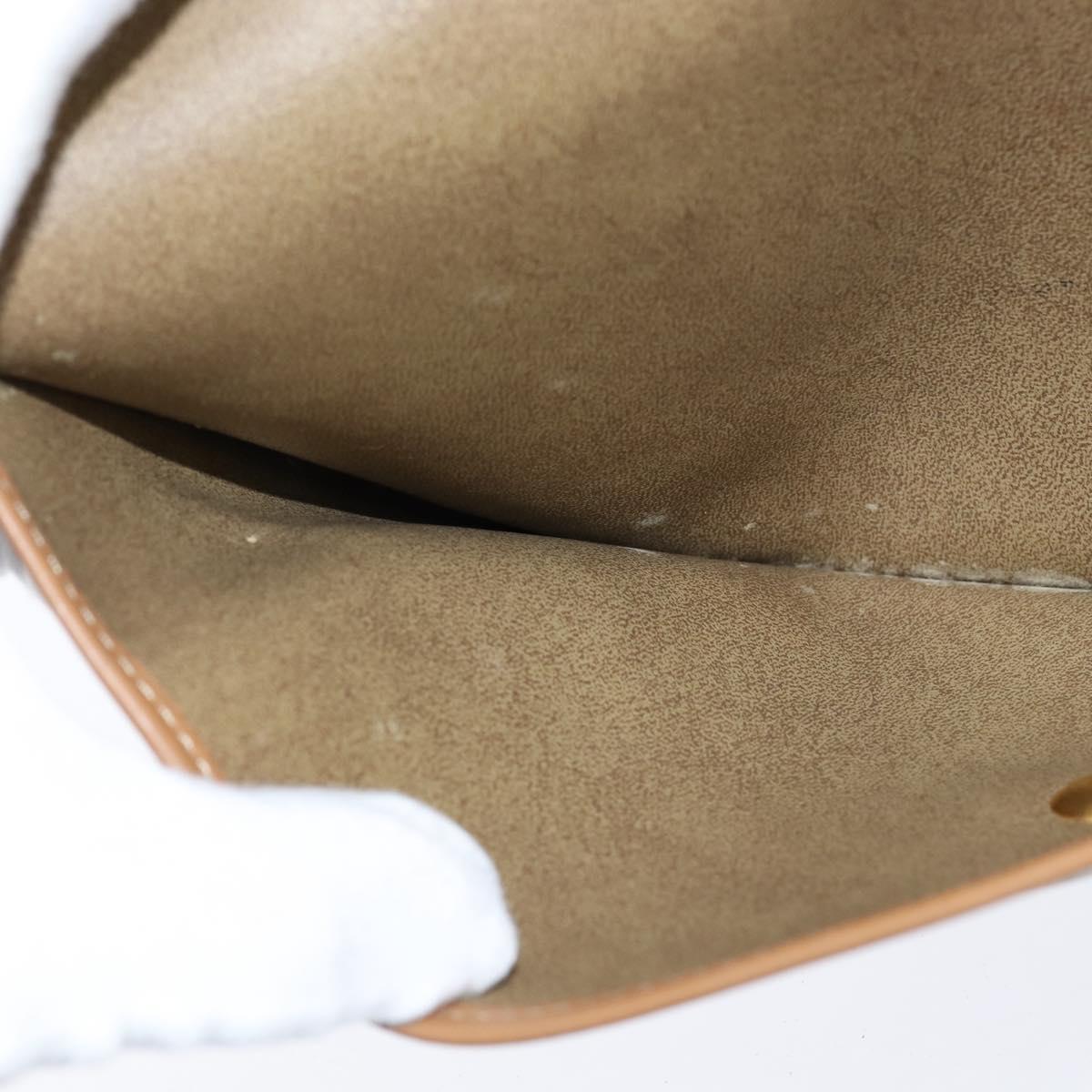 Christian Dior Honeycomb Canvas Clutch Bag PVC Beige Gold Auth bs30459