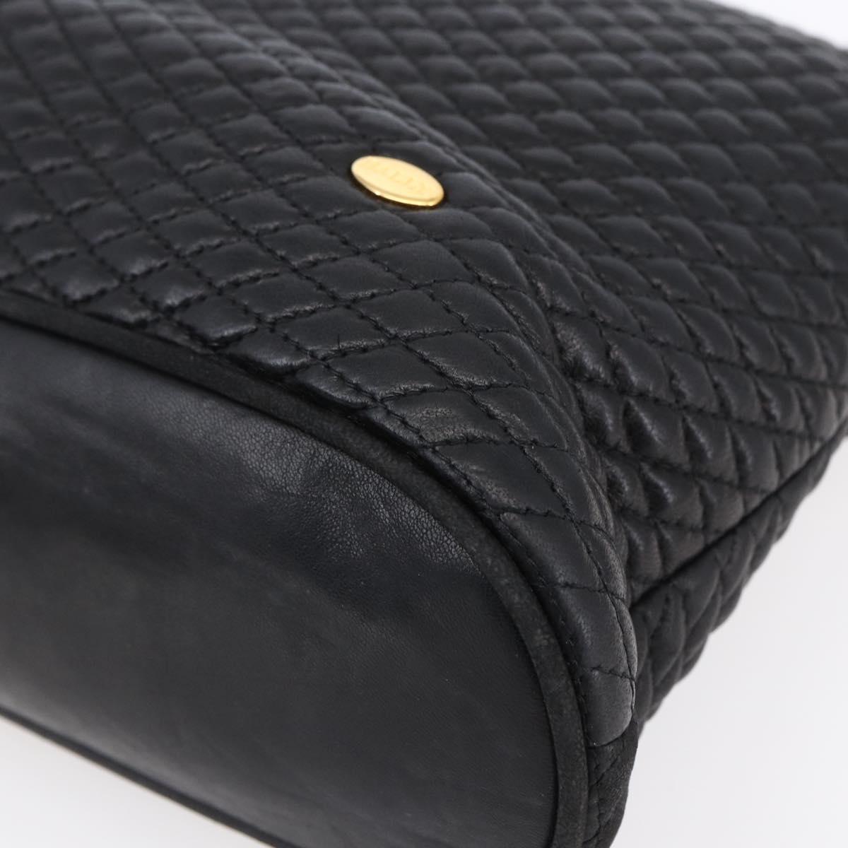 BALLY Chain Shoulder Bag Leather Black Auth bs30460