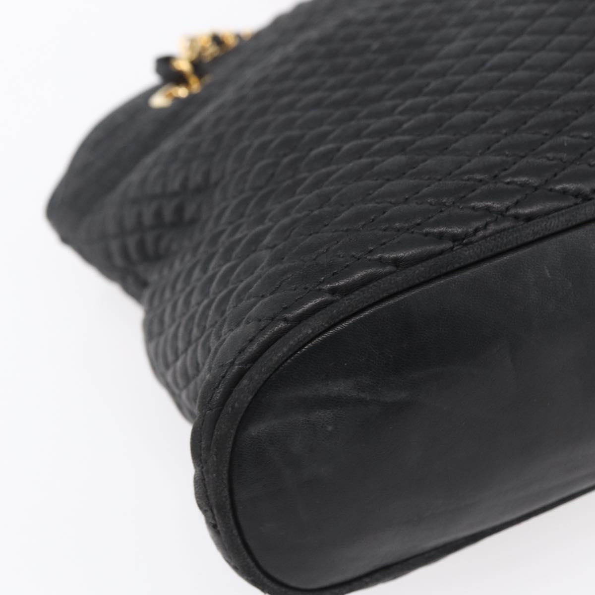 BALLY Chain Shoulder Bag Leather Black Auth bs30460