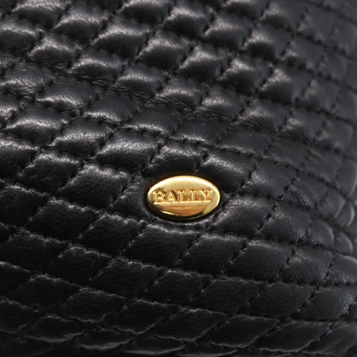 BALLY Chain Shoulder Bag Leather Black Auth bs30460