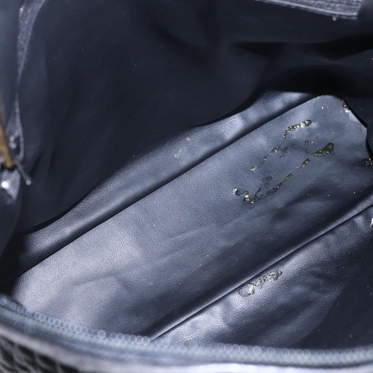 BALLY Chain Shoulder Bag Leather Black Auth bs30460