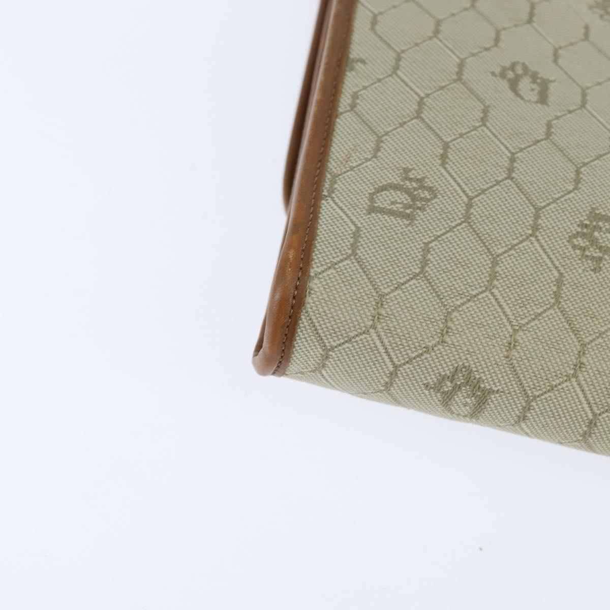 Christian Dior Honeycomb Canvas Chain Shoulder Bag Beige Auth bs30461