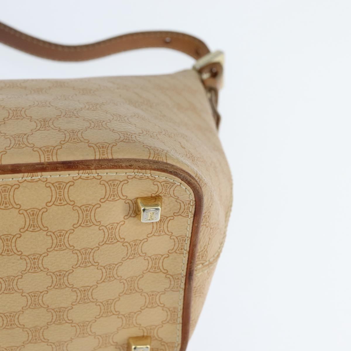 CELINE Macadam Canvas Shoulder Bag Beige Gold Auth bs30462