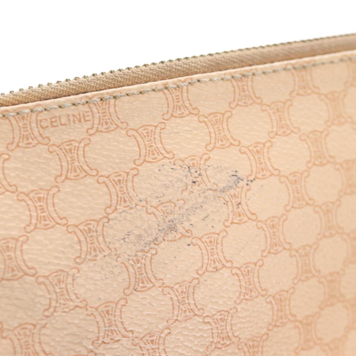 CELINE Macadam Canvas Shoulder Bag Beige Gold Auth bs30462