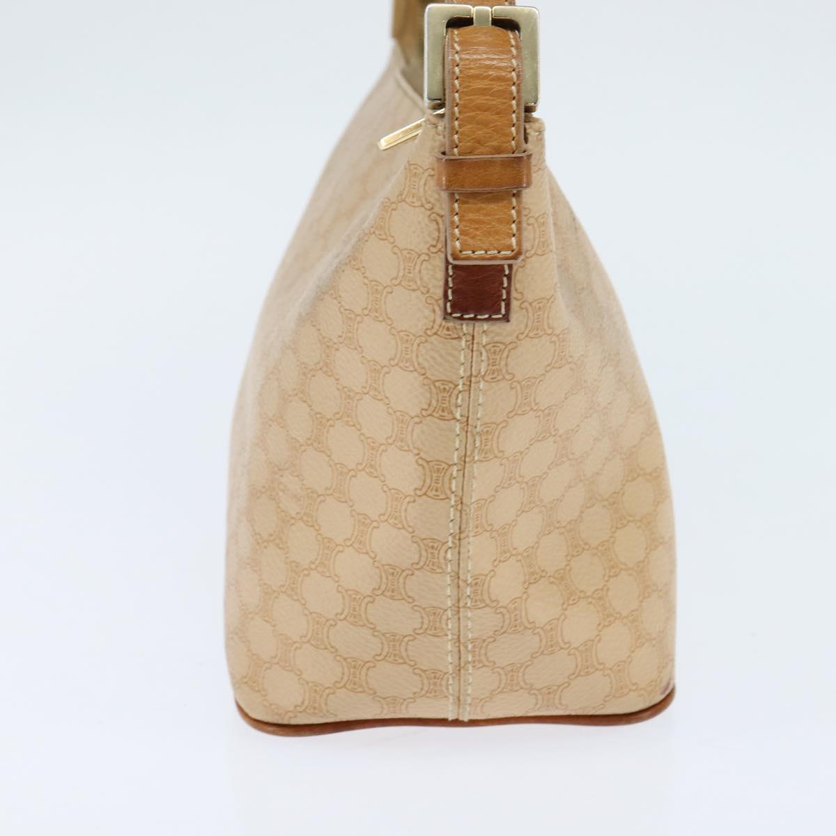 CELINE Macadam Canvas Shoulder Bag Beige Gold Auth bs30462