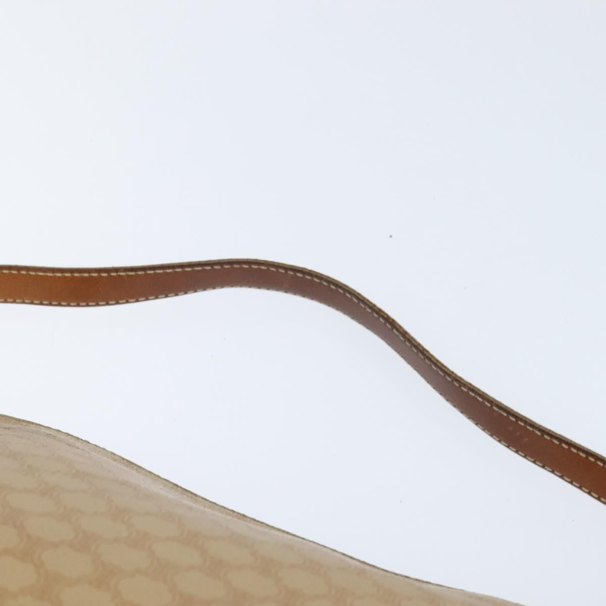 CELINE Macadam Canvas Shoulder Bag Beige Gold Auth bs30462