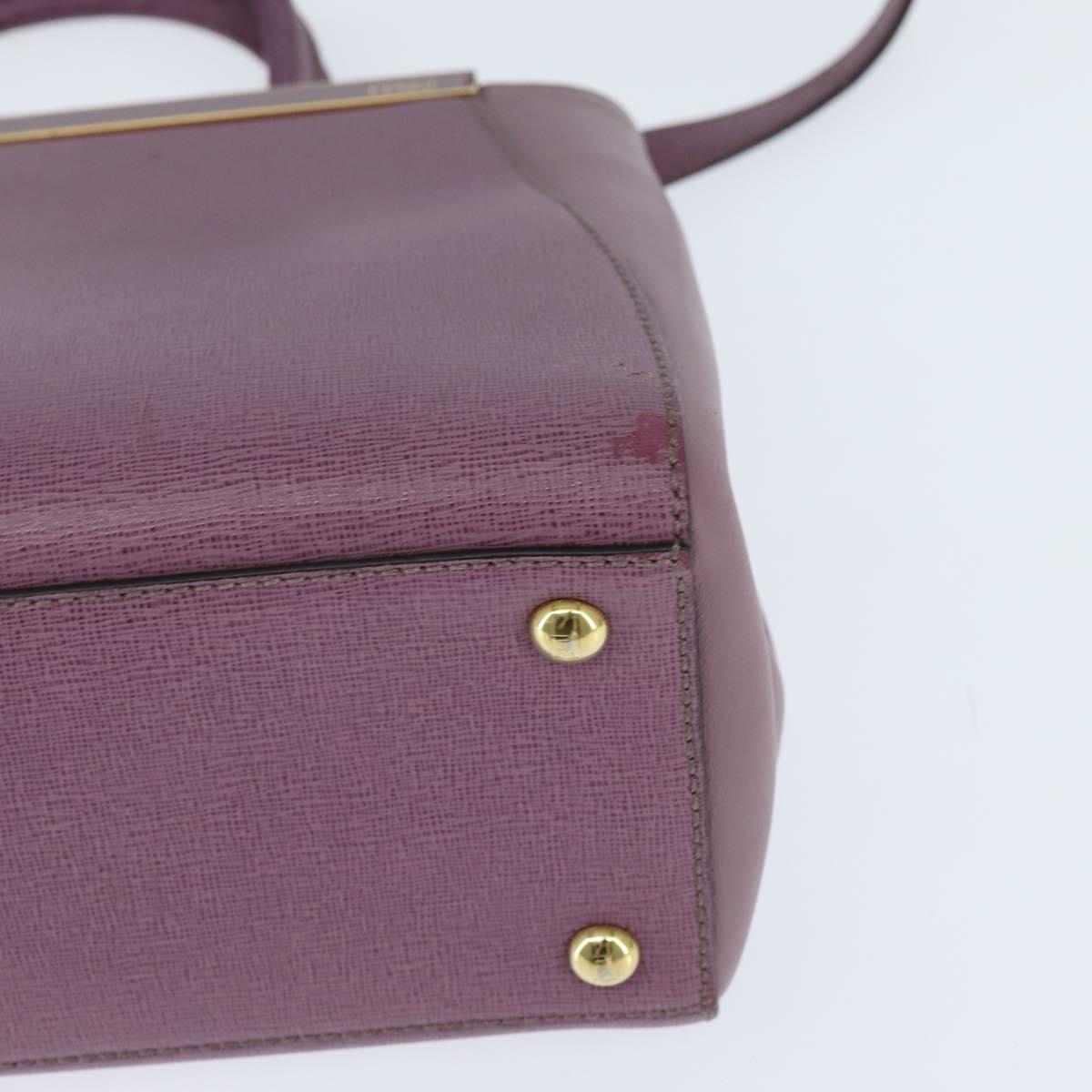 FENDI PETITE 2JOURS Hand Bag Leather Purple Gold Auth bs30463