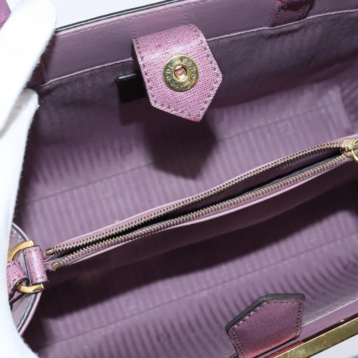 FENDI PETITE 2JOURS Hand Bag Leather Purple Gold Auth bs30463