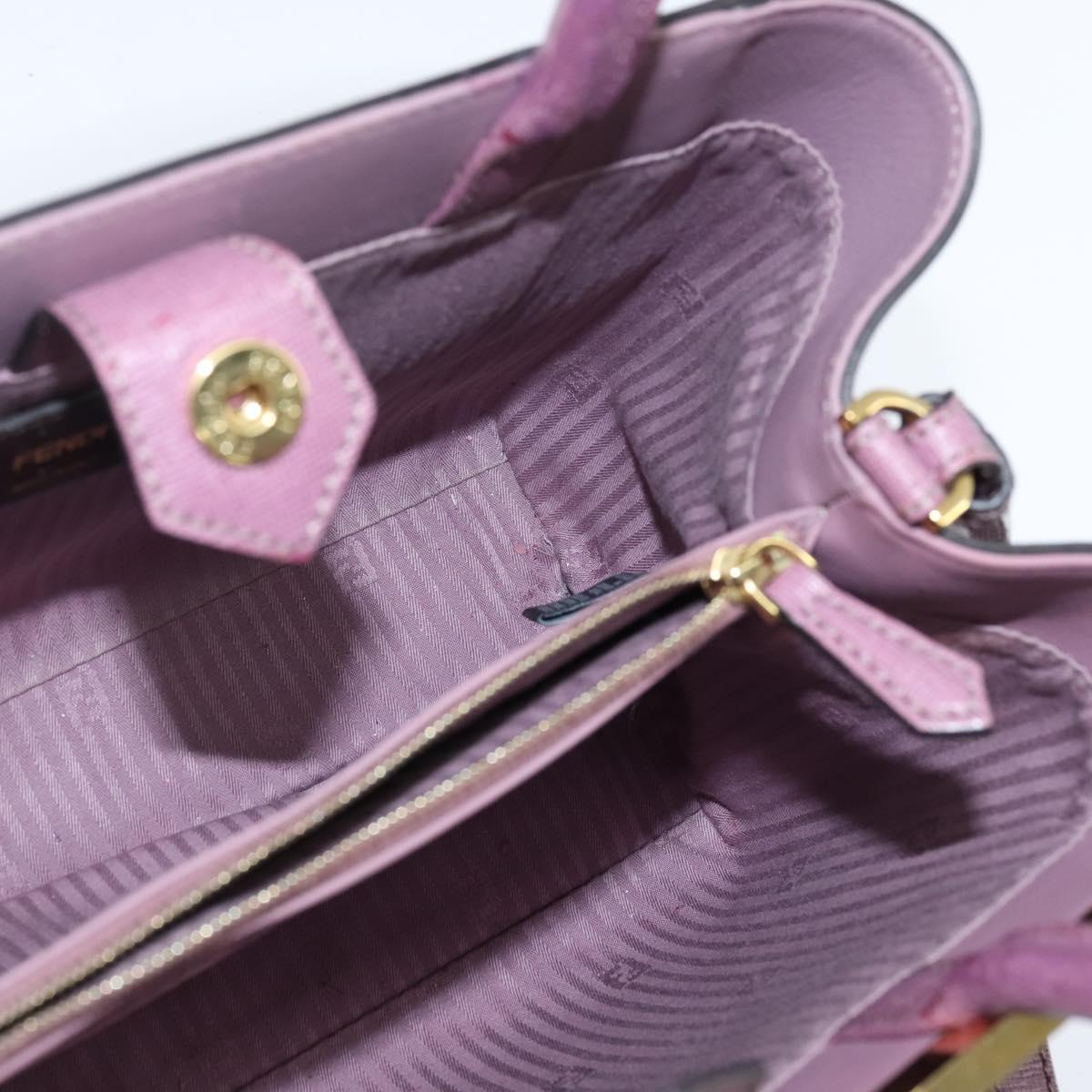 FENDI PETITE 2JOURS Hand Bag Leather Purple Gold Auth bs30463