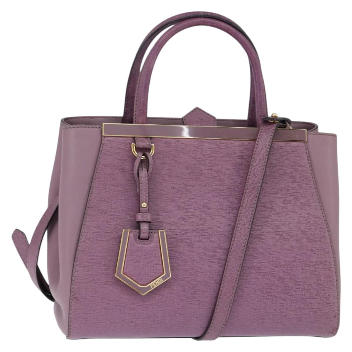 FENDI PETITE 2JOURS Hand Bag Leather Purple Gold Auth bs30463