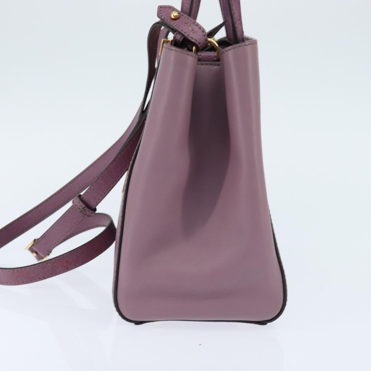 FENDI PETITE 2JOURS Hand Bag Leather Purple Gold Auth bs30463