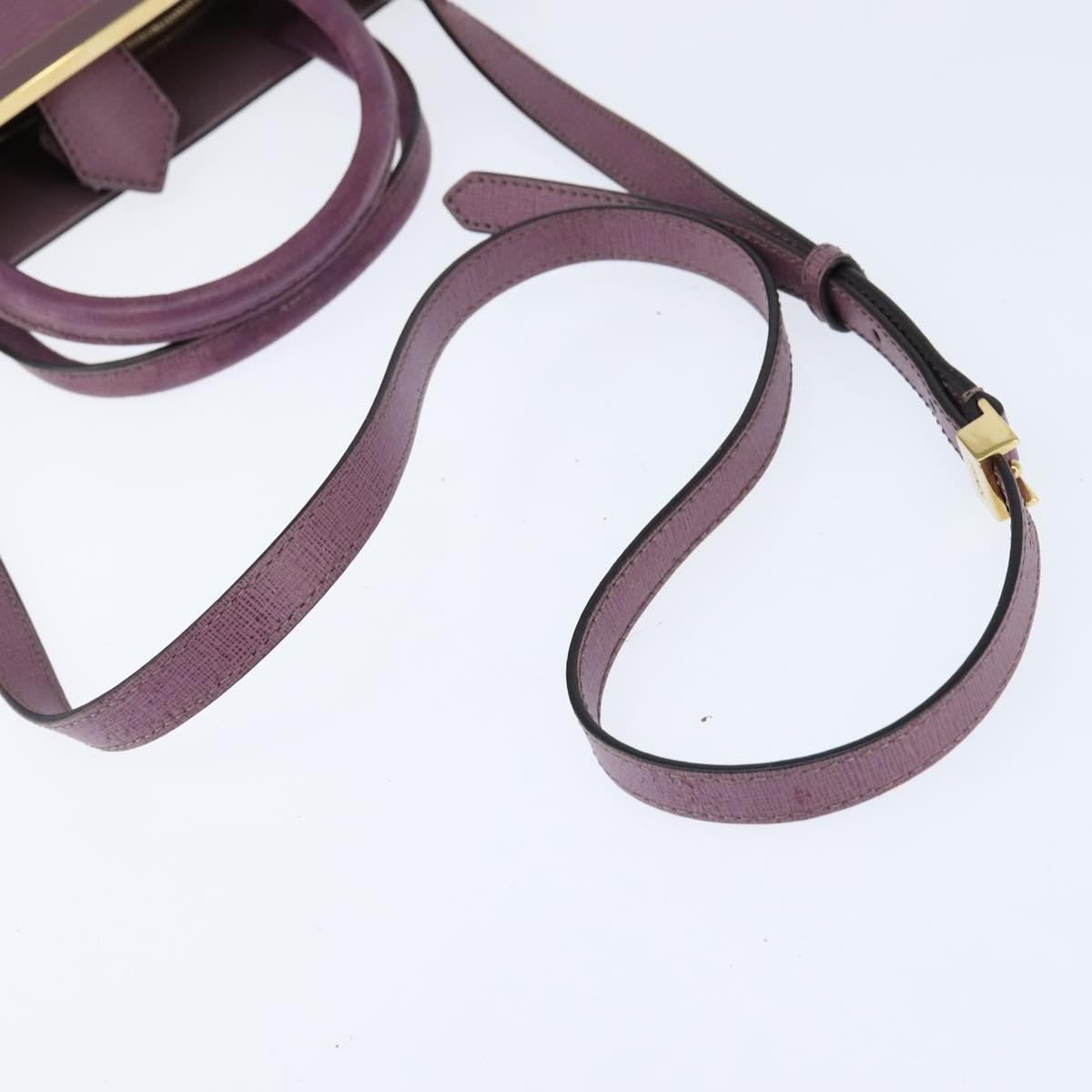 FENDI PETITE 2JOURS Hand Bag Leather Purple Gold Auth bs30463