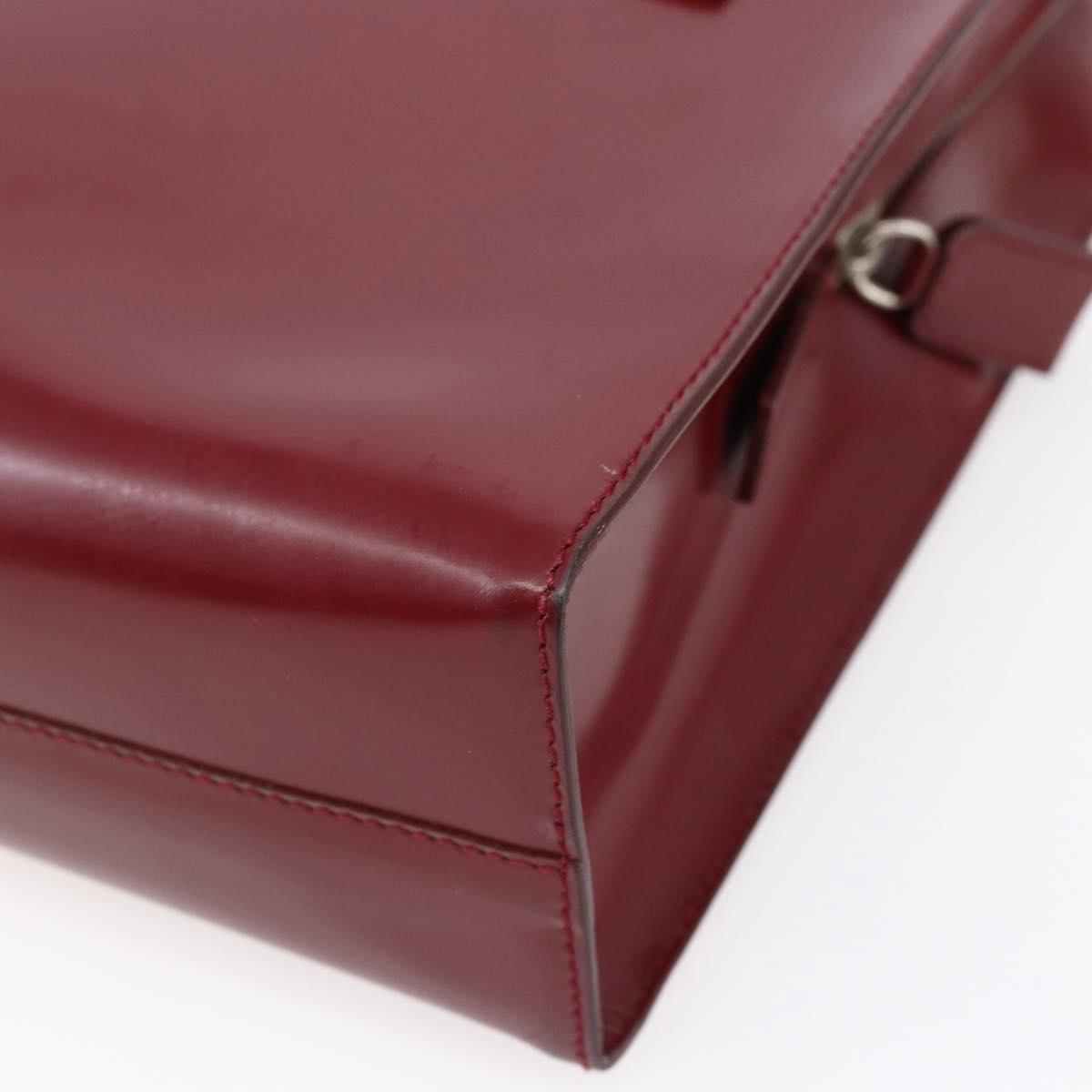 PRADA Tote Bag Enamel Red Silver Auth bs30465