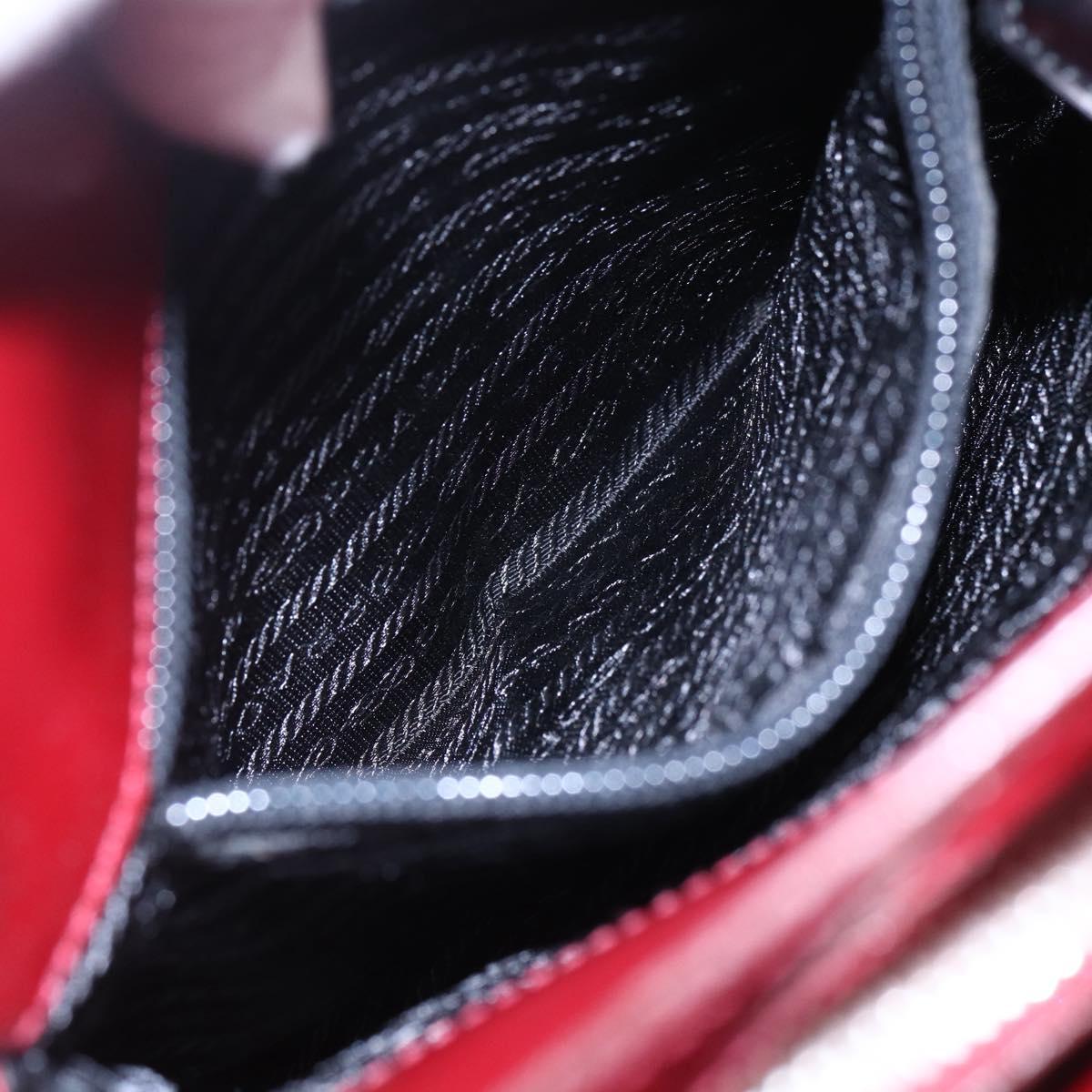 PRADA Tote Bag Enamel Red Silver Auth bs30465