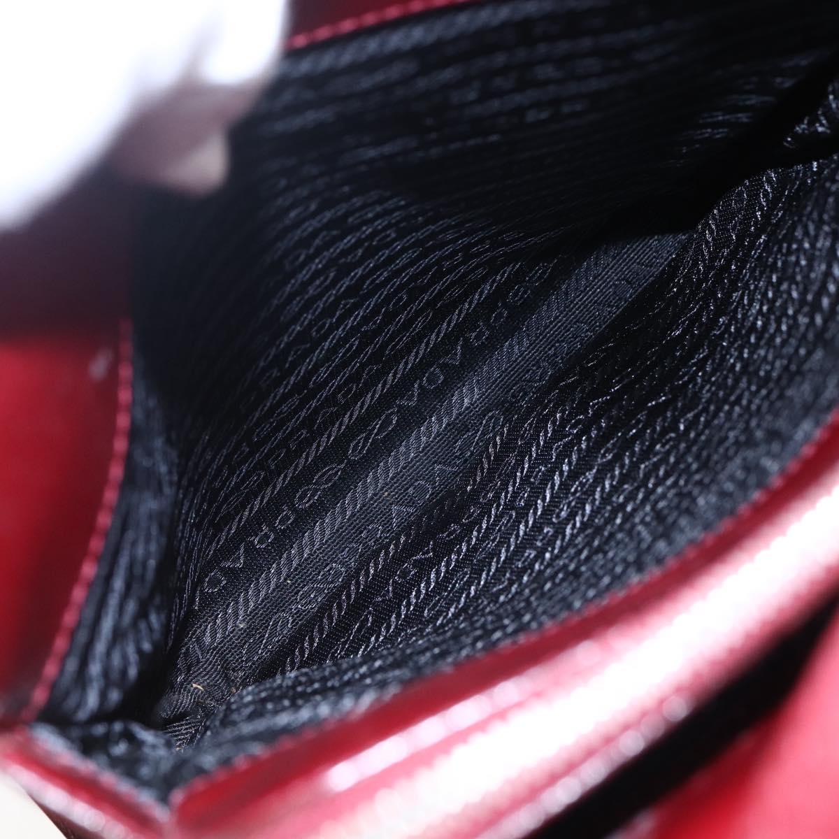 PRADA Tote Bag Enamel Red Silver Auth bs30465