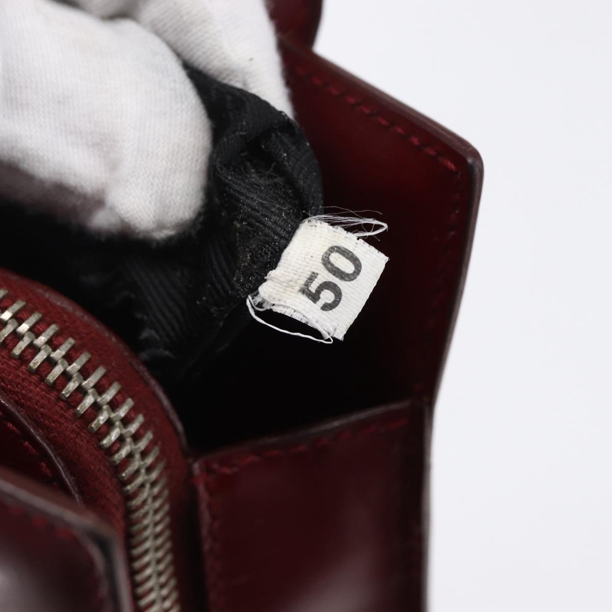 PRADA Tote Bag Enamel Red Silver Auth bs30465