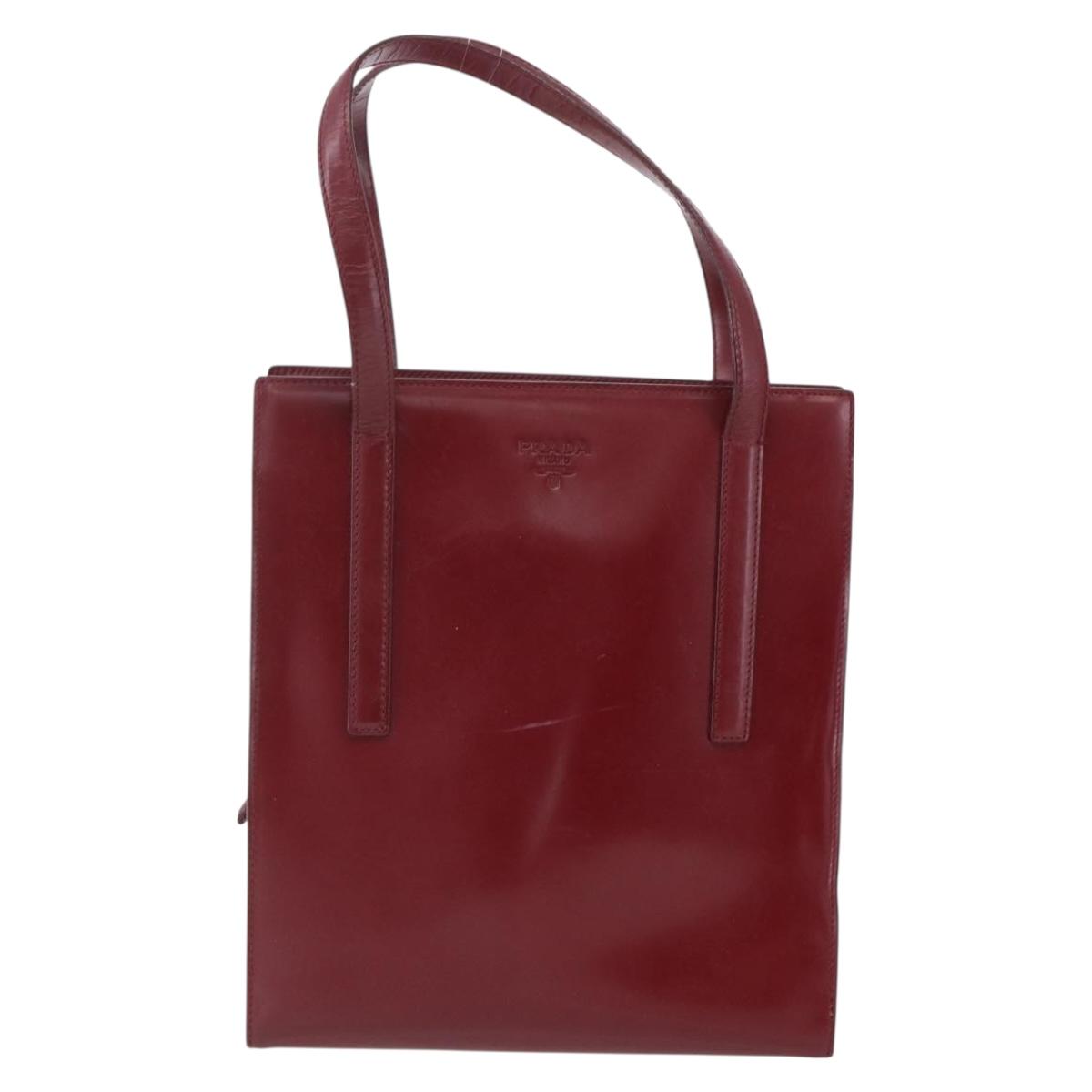 PRADA Tote Bag Enamel Red Silver Auth bs30465