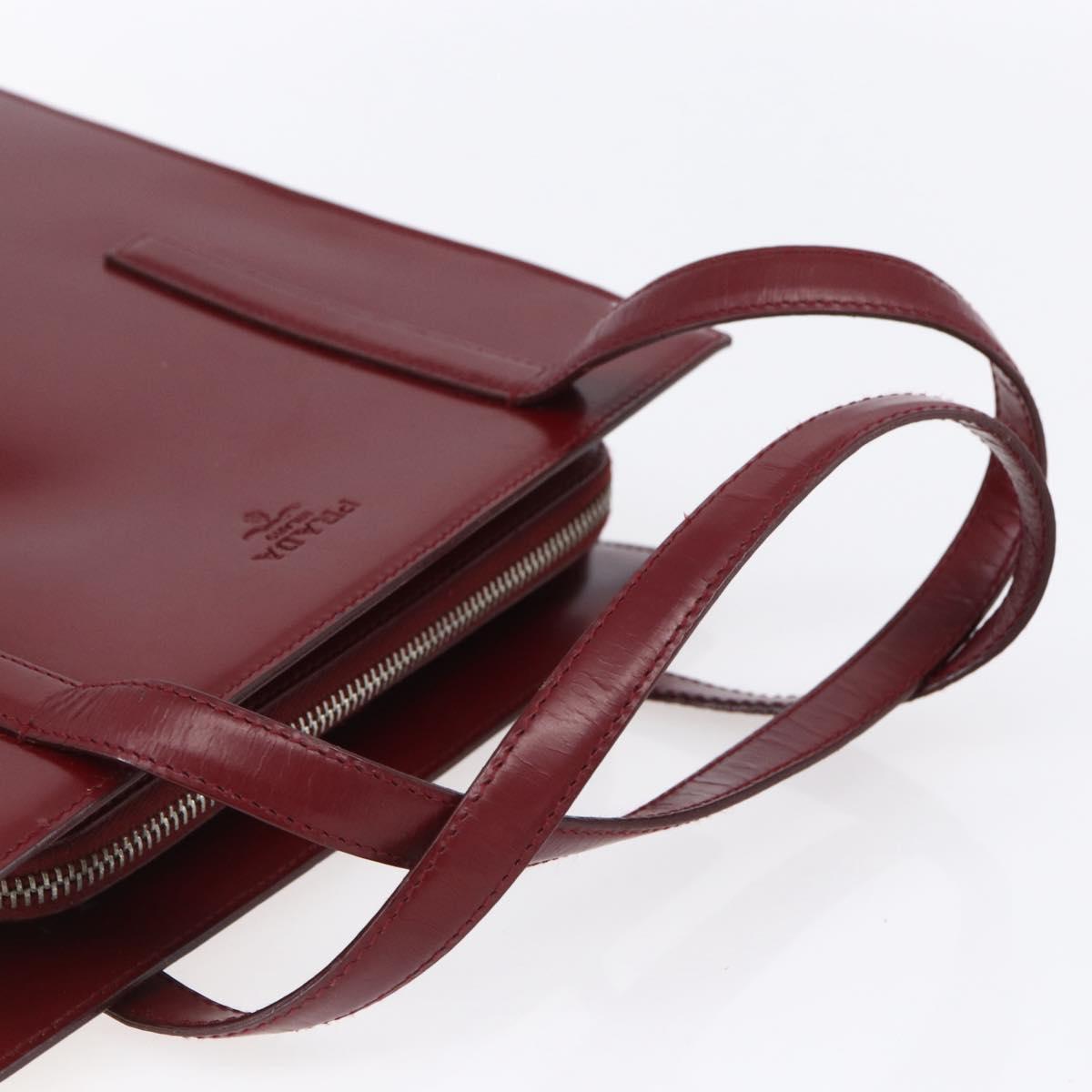 PRADA Tote Bag Enamel Red Silver Auth bs30465